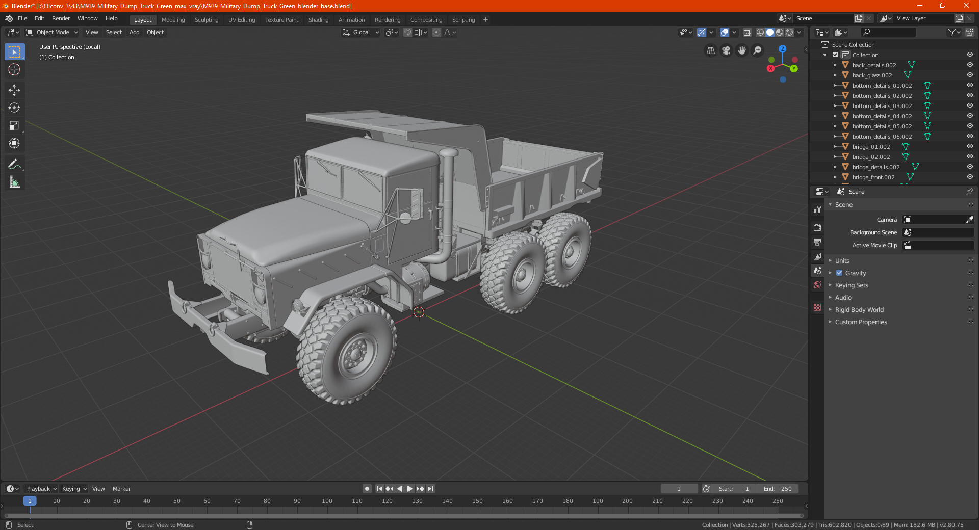 3D model M939 Military Dump Truck Green