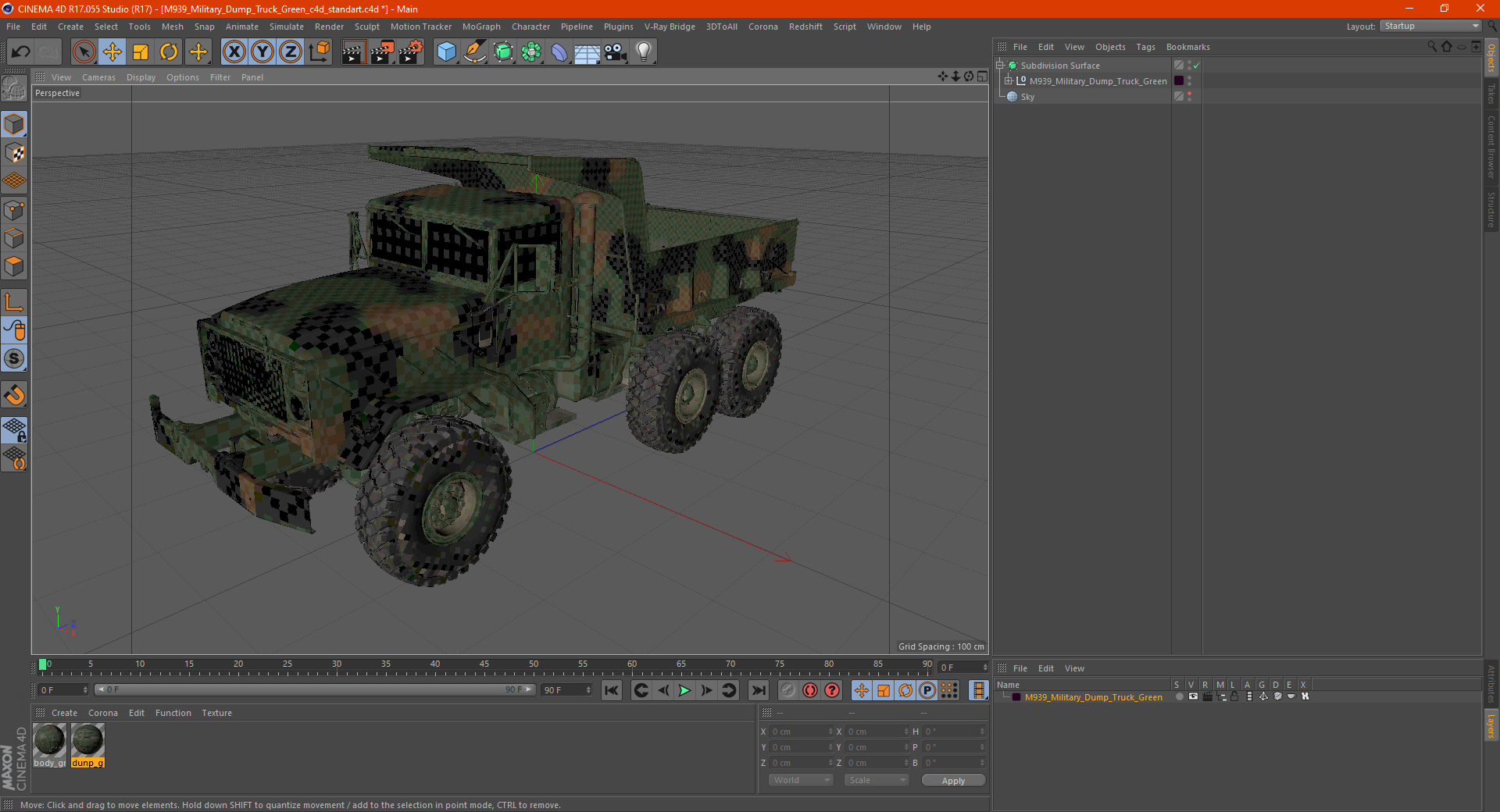 3D model M939 Military Dump Truck Green