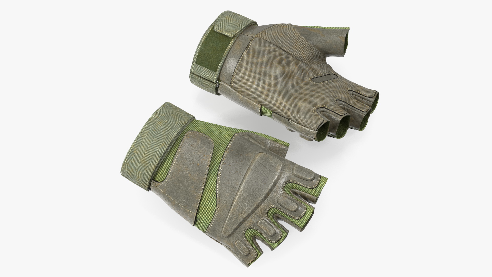 Tactical Fingerless Gloves Green 3D