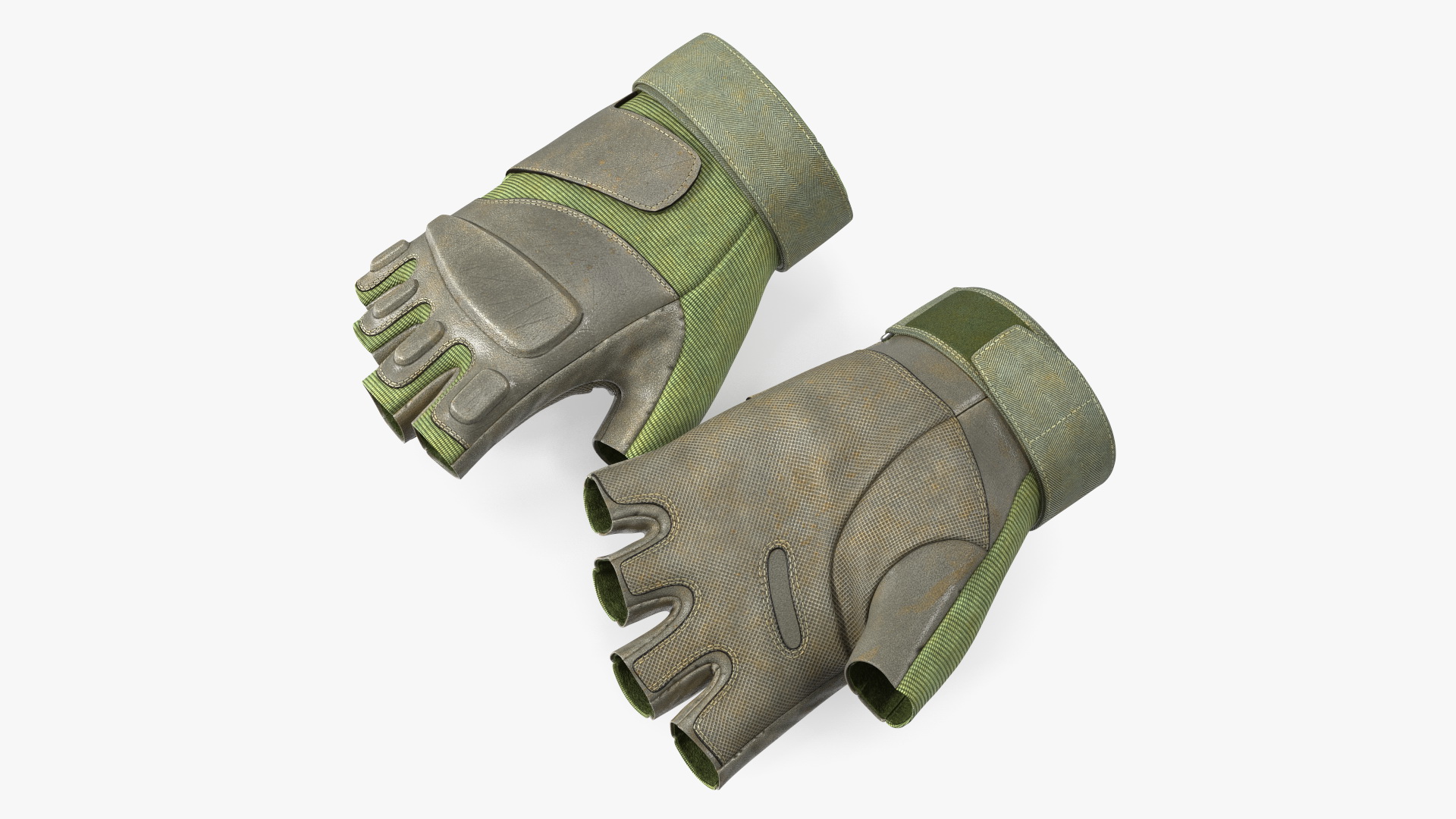 Tactical Fingerless Gloves Green 3D