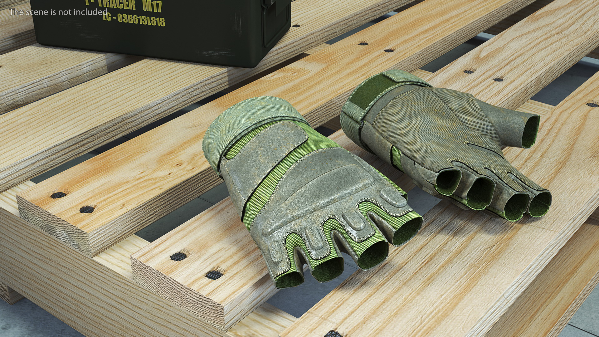 Tactical Fingerless Gloves Green 3D