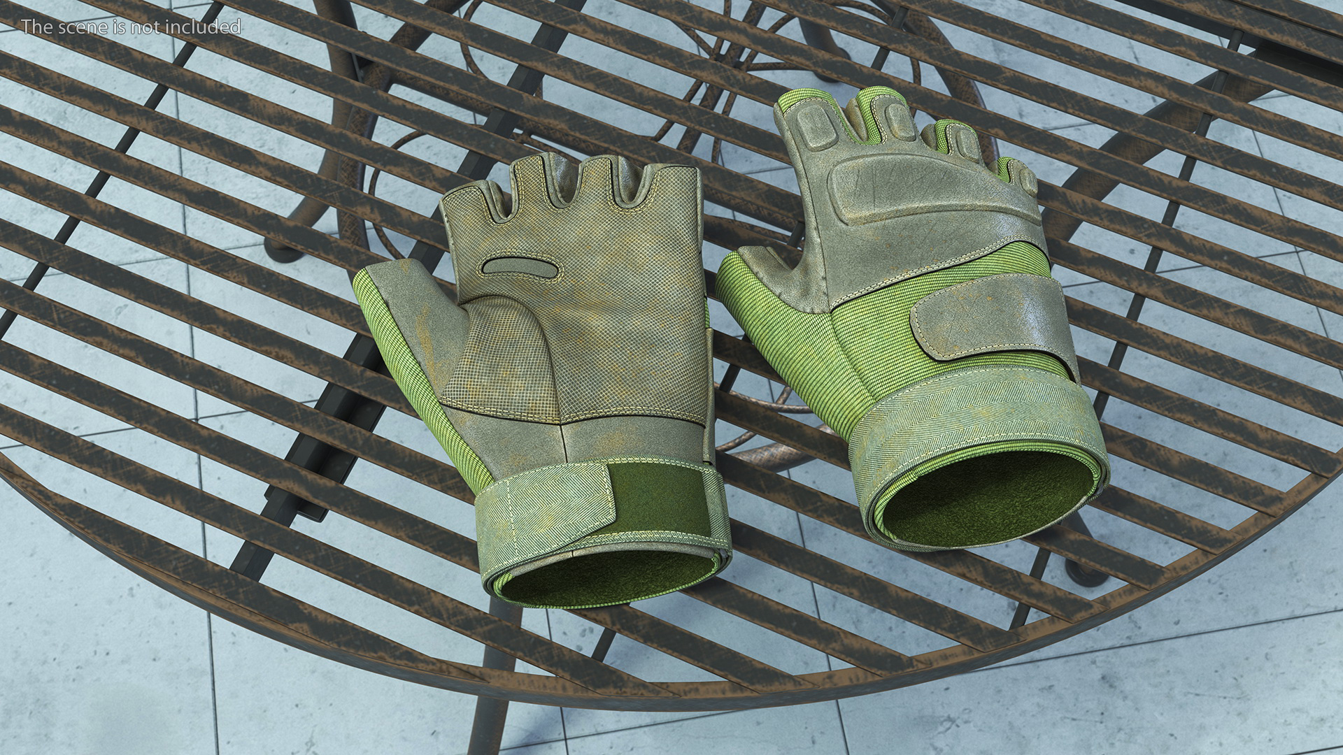 Tactical Fingerless Gloves Green 3D