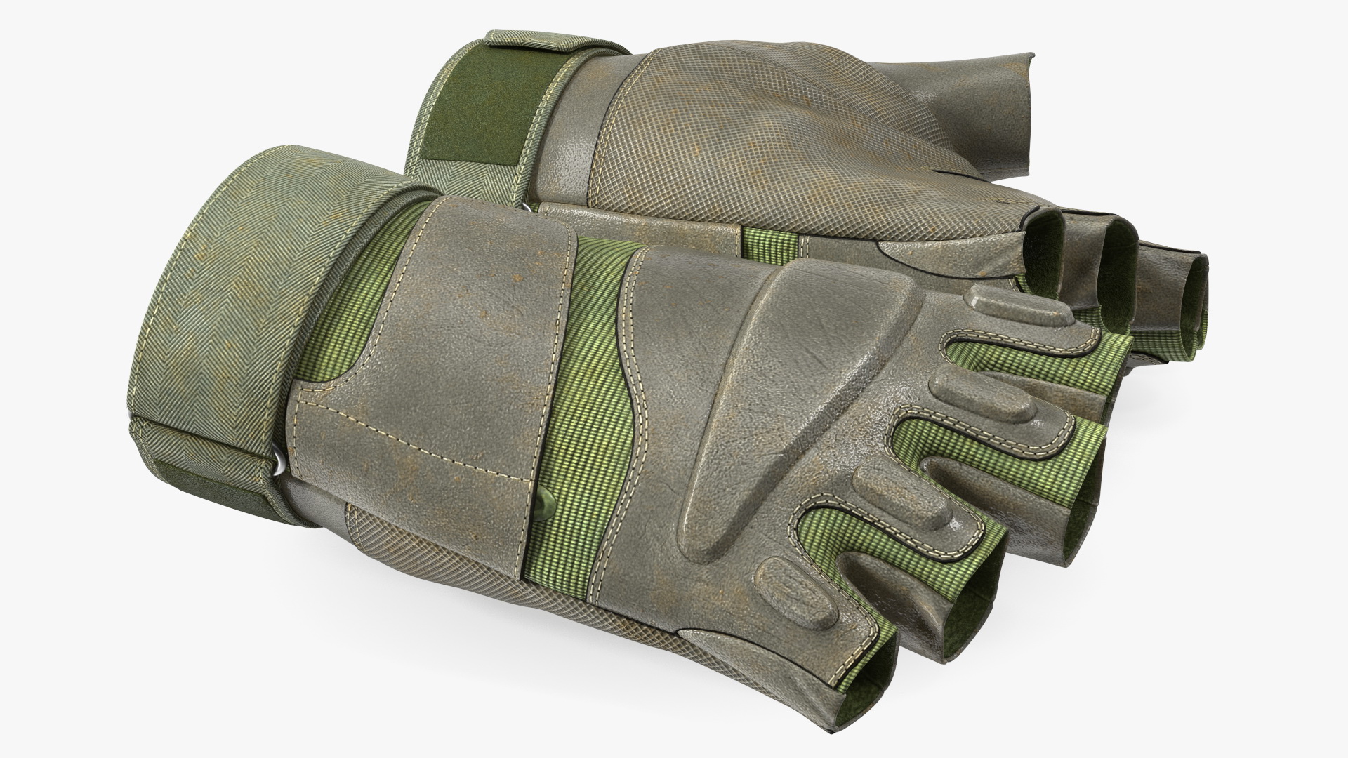 Tactical Fingerless Gloves Green 3D