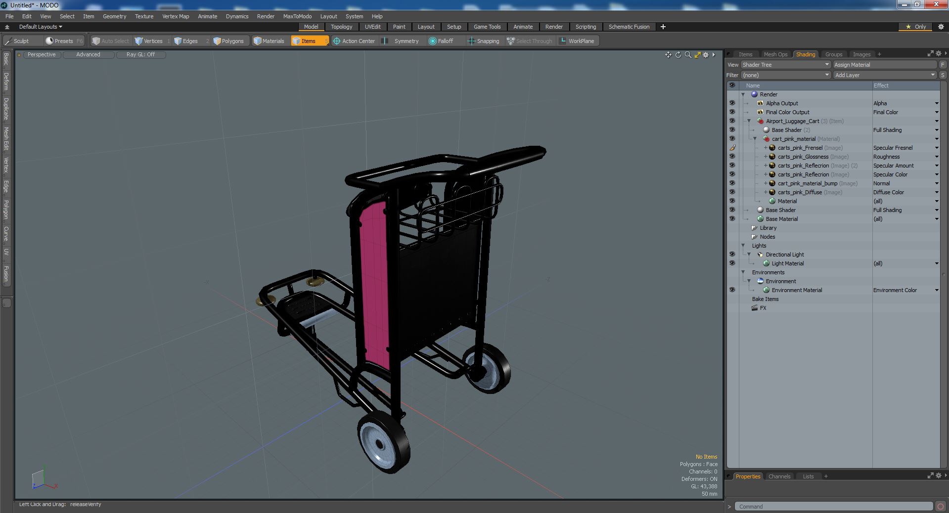 3D model Airport Luggage Cart