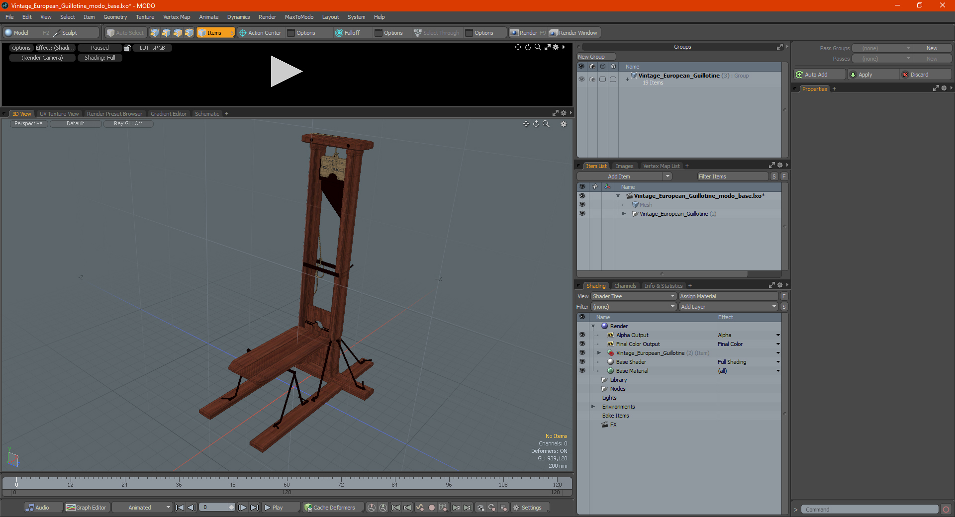 Vintage European Guillotine 3D