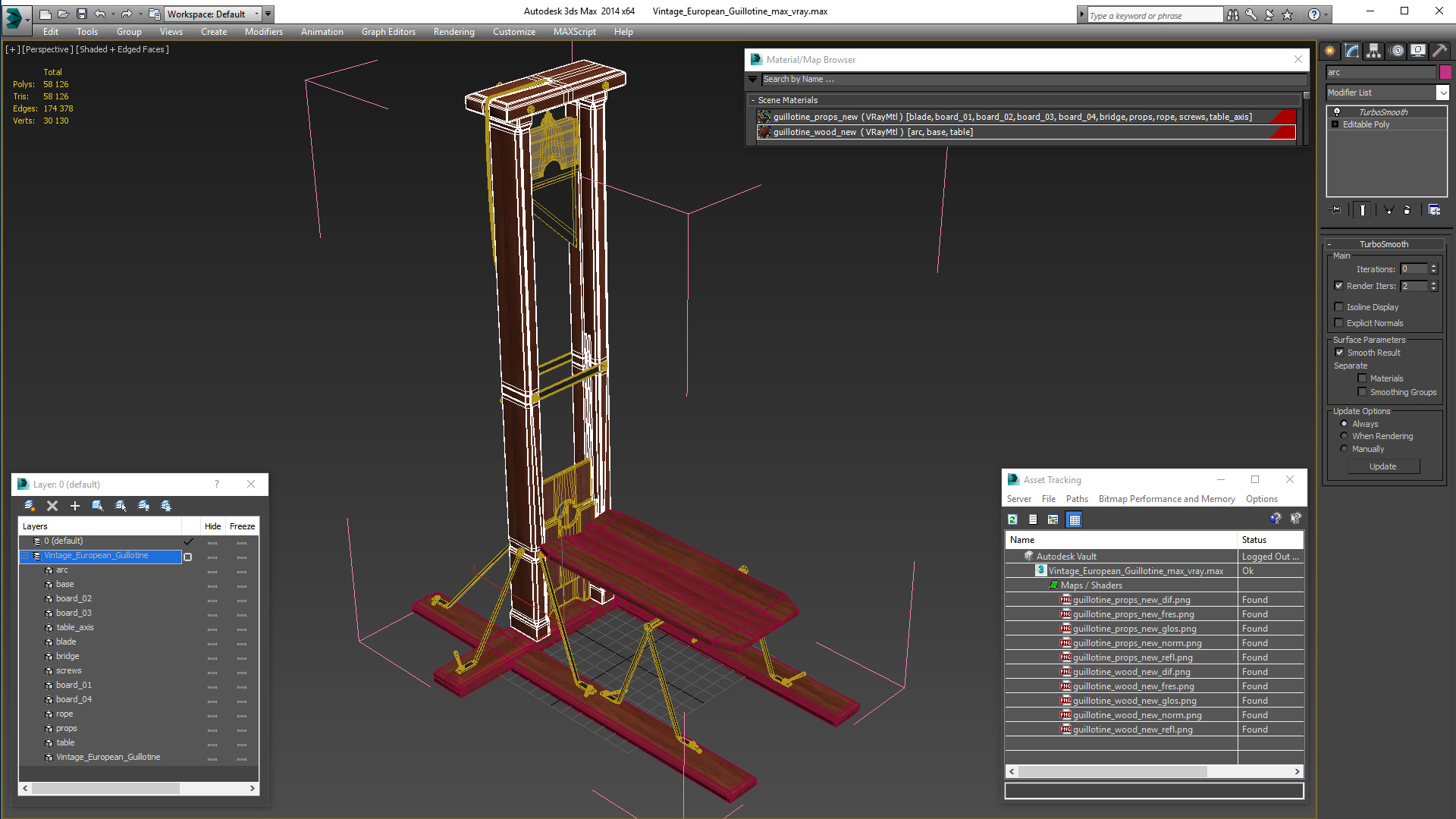 Vintage European Guillotine 3D