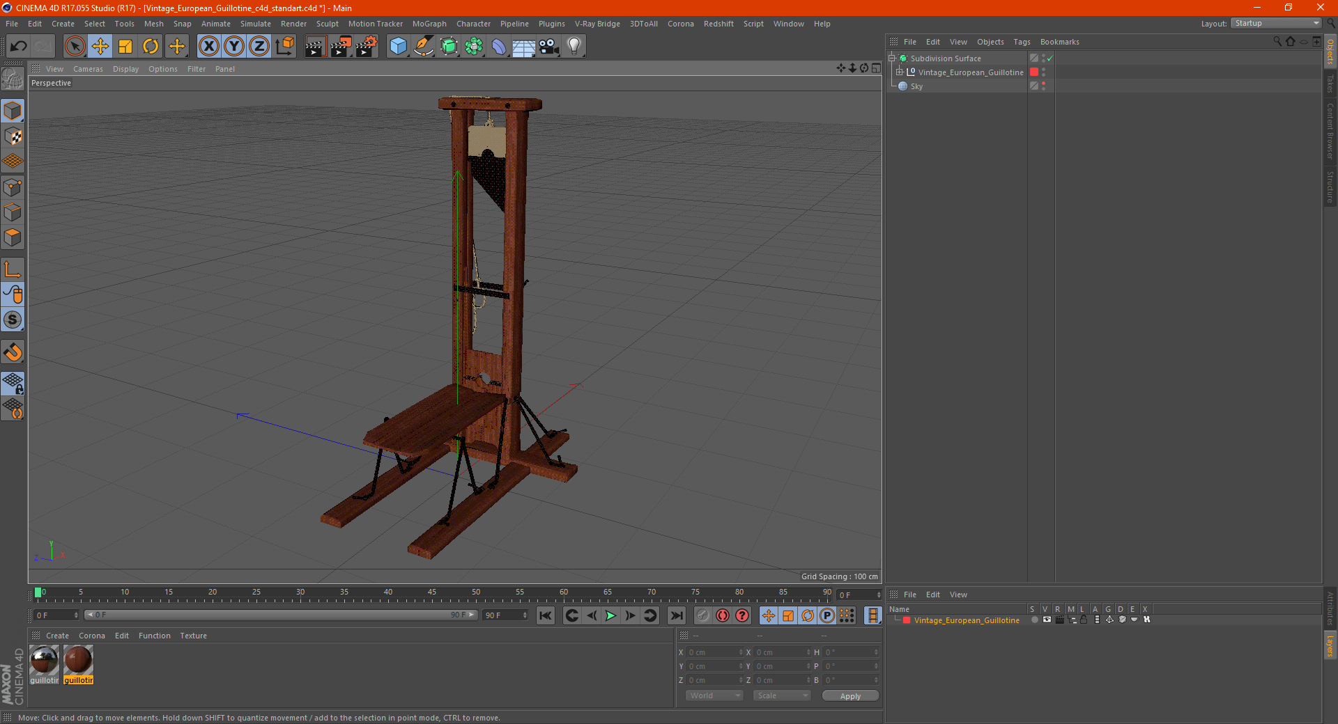 Vintage European Guillotine 3D