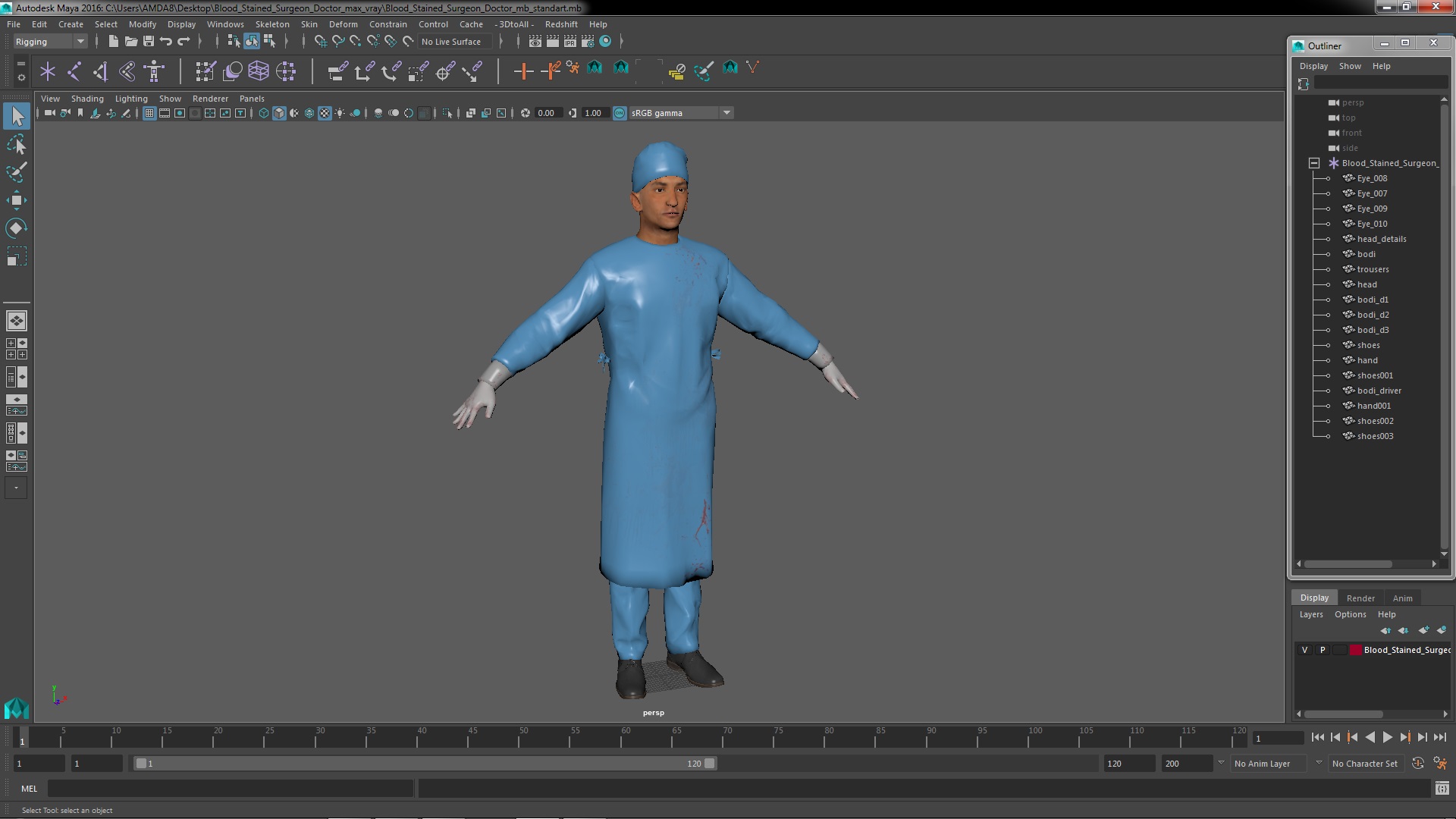 3D Blood Stained Surgeon Doctor model