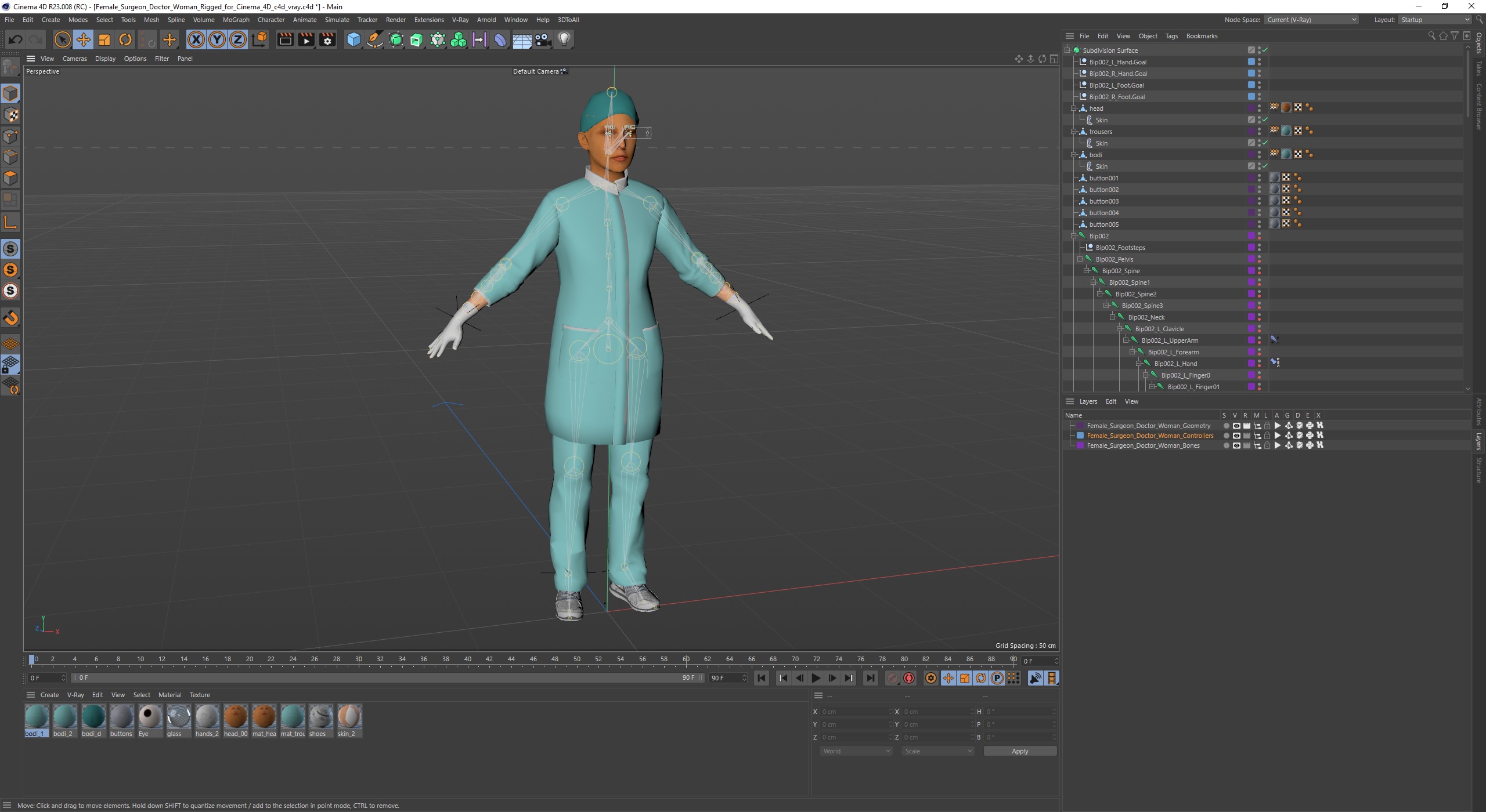 3D Female Surgeon Doctor Woman Rigged for Cinema 4D model