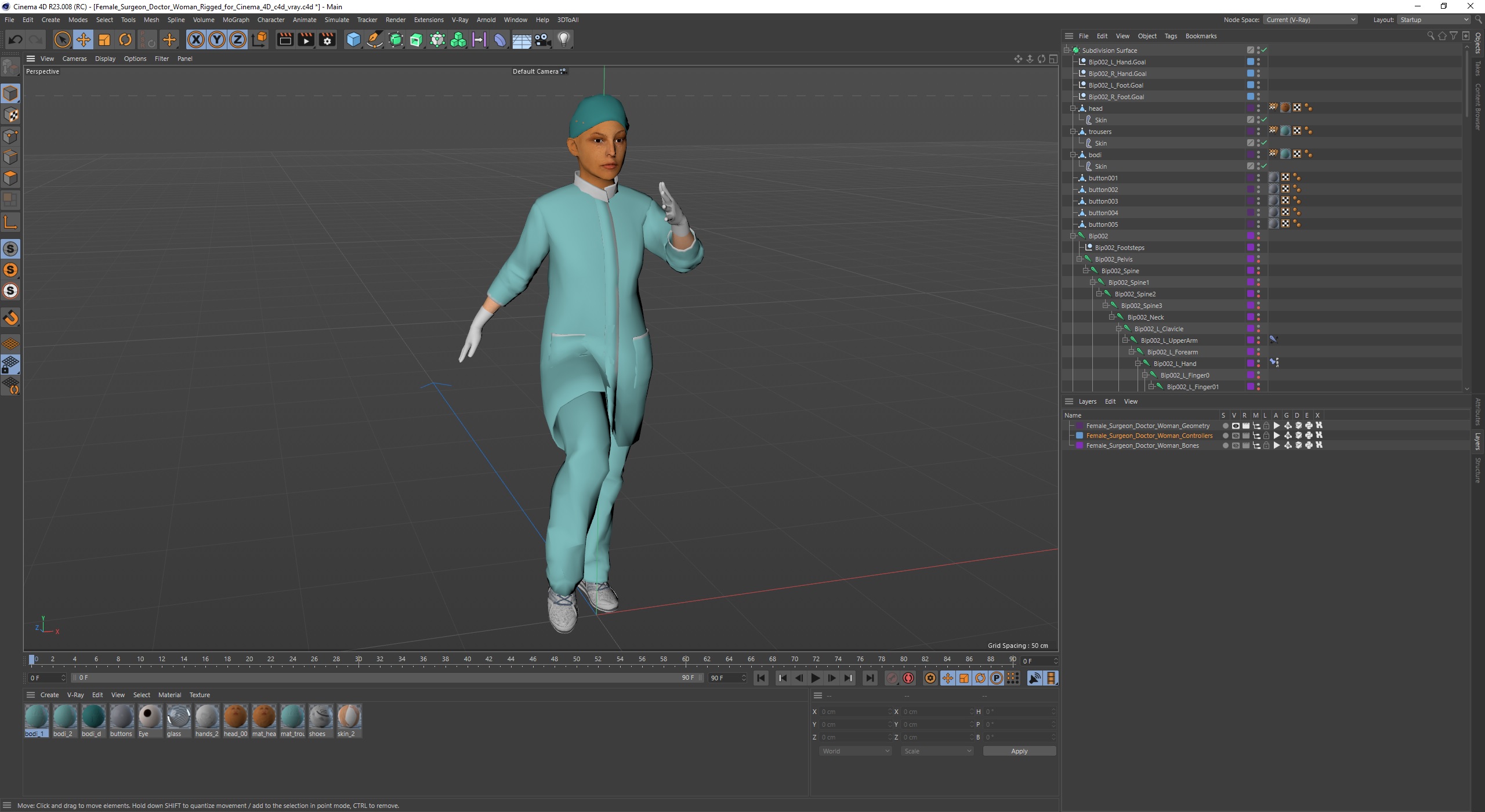 3D Female Surgeon Doctor Woman Rigged for Cinema 4D model