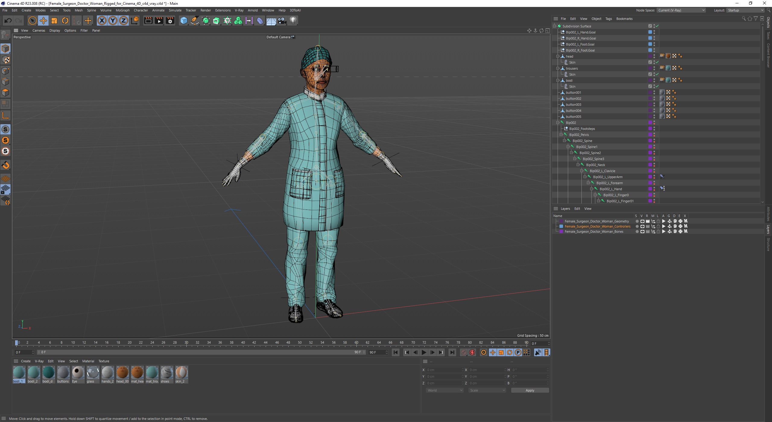 3D Female Surgeon Doctor Woman Rigged for Cinema 4D model