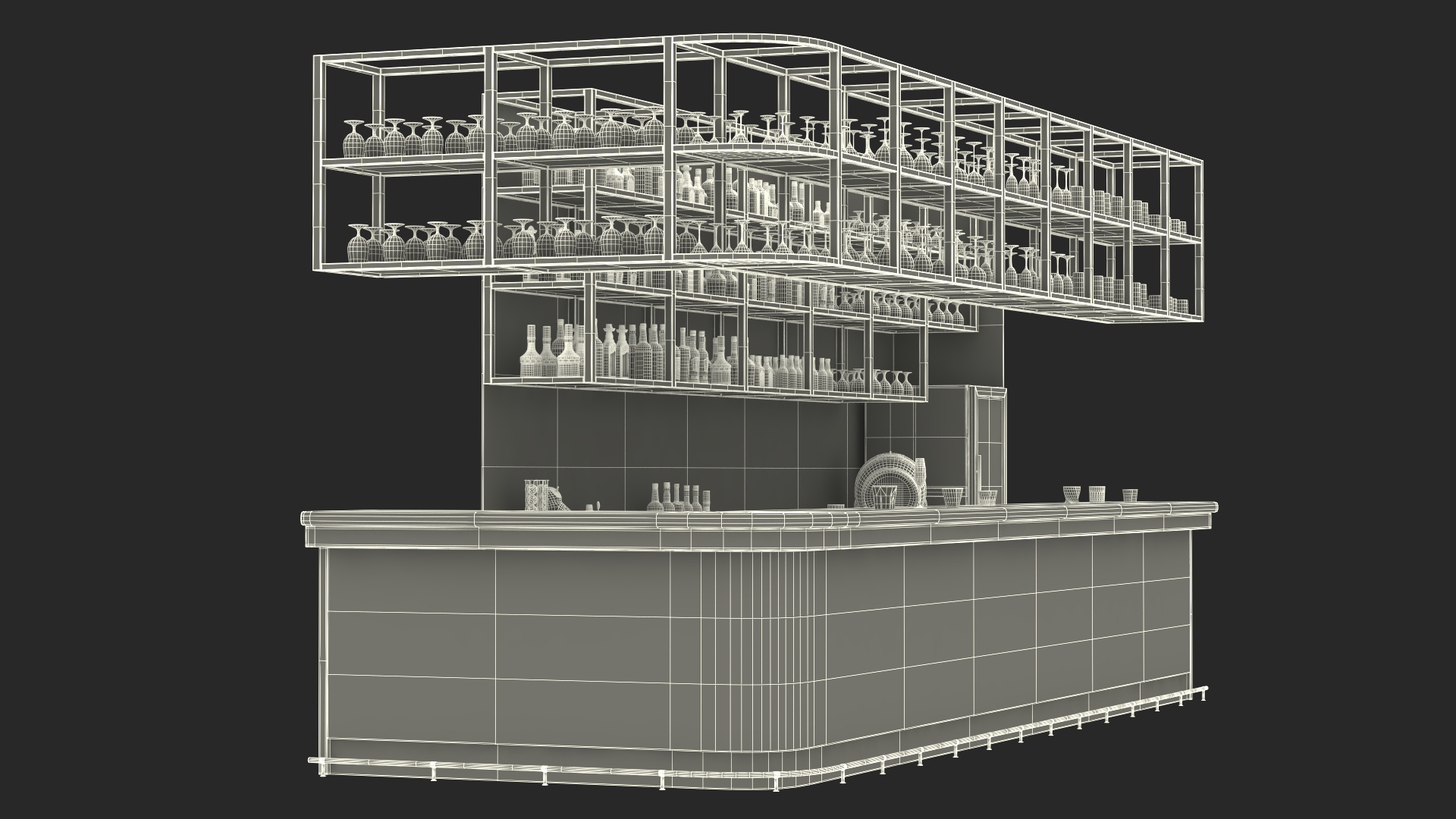 3D model Modern Bar Counter Filled