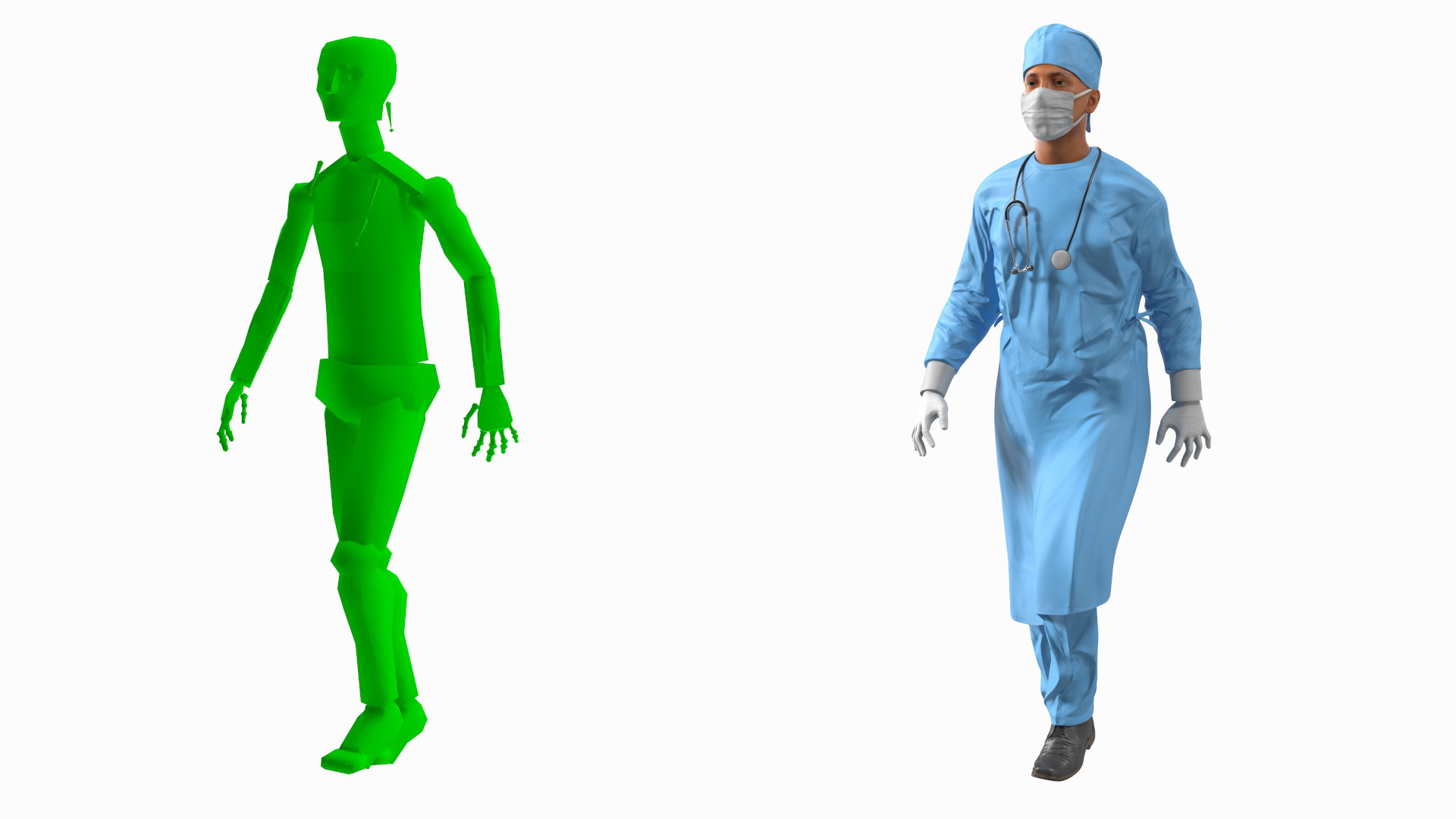 3D Surgeon Doctor in Mask Rigged for Maya model