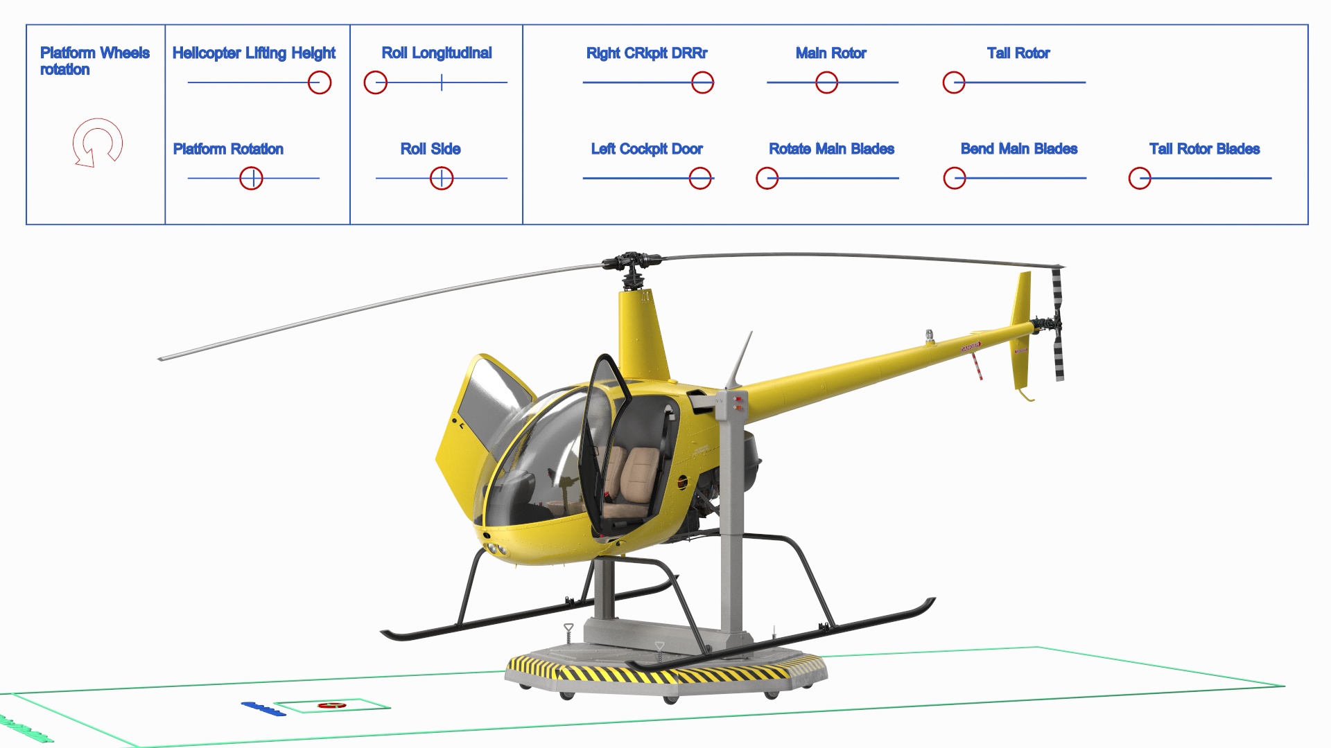 Helicopter Simulator Yellow Rigged 3D model