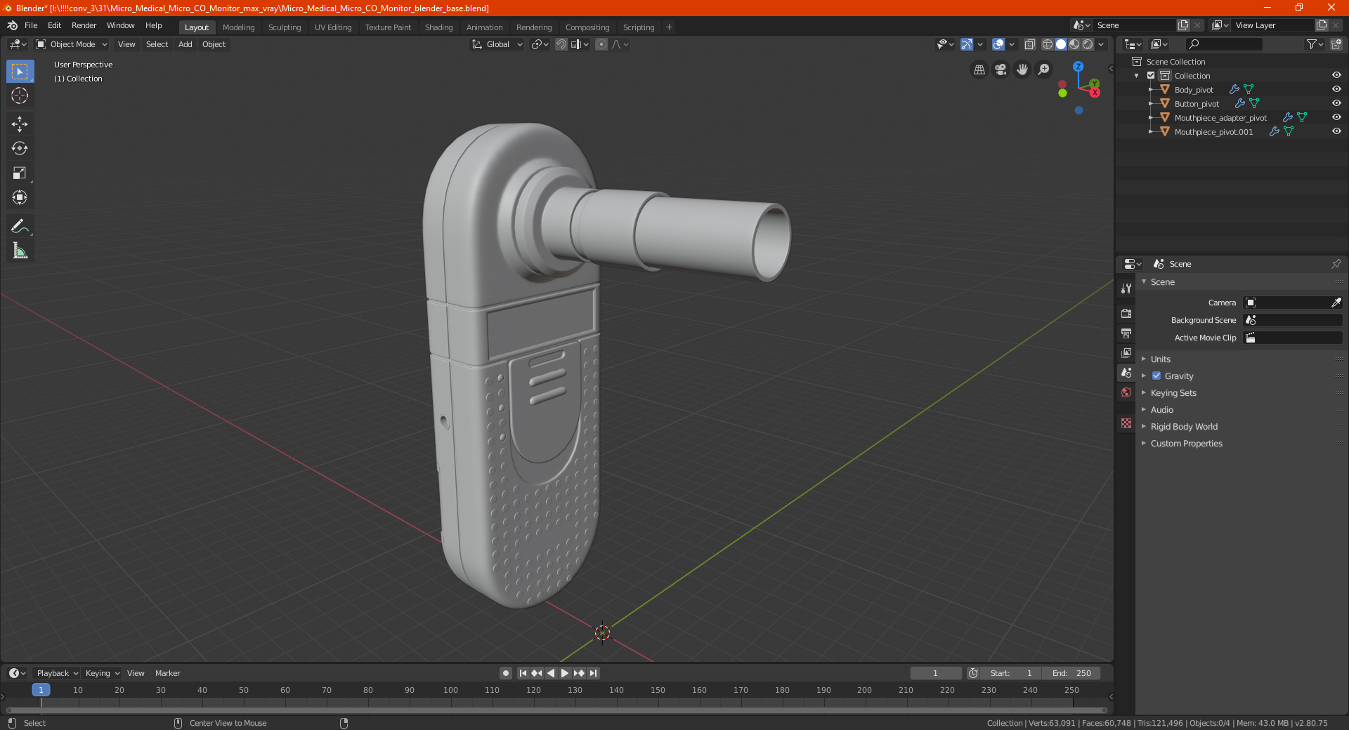 3D model Micro Medical Micro CO Monitor