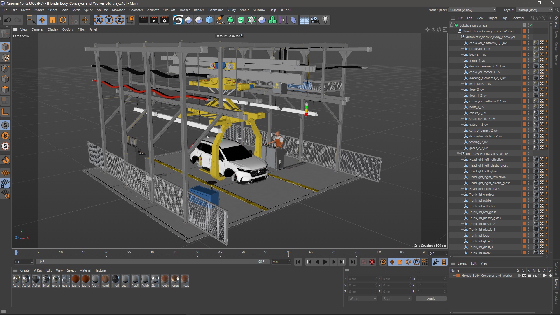 3D model Honda Body Conveyor and Worker