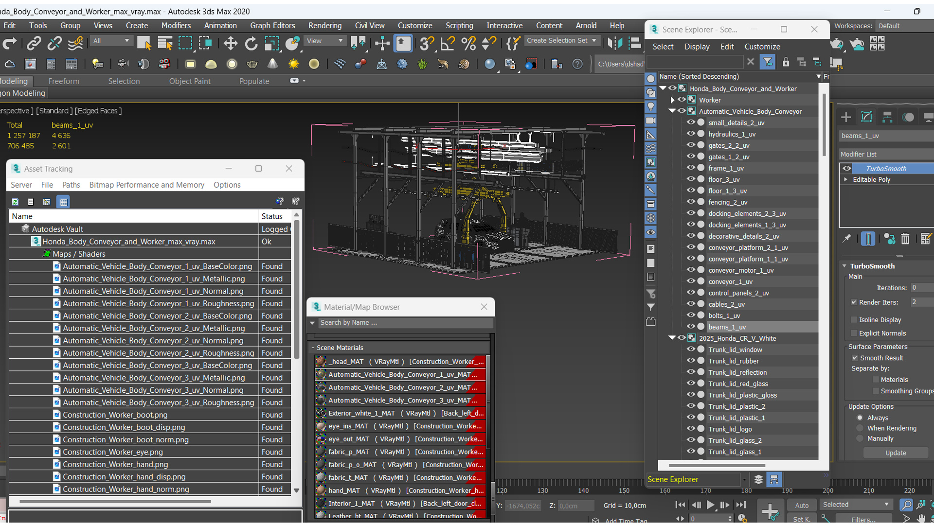 3D model Honda Body Conveyor and Worker