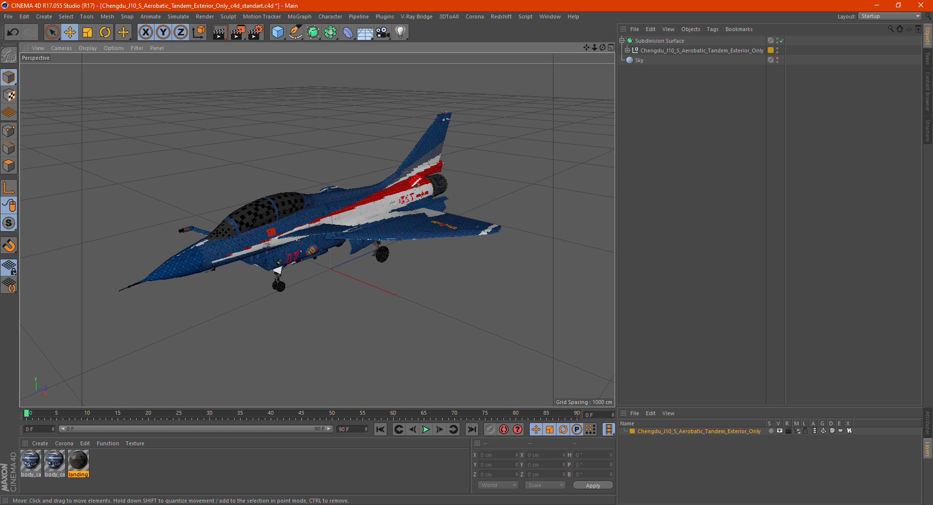 Chengdu J10 S Aerobatic Tandem Exterior Only 3D model