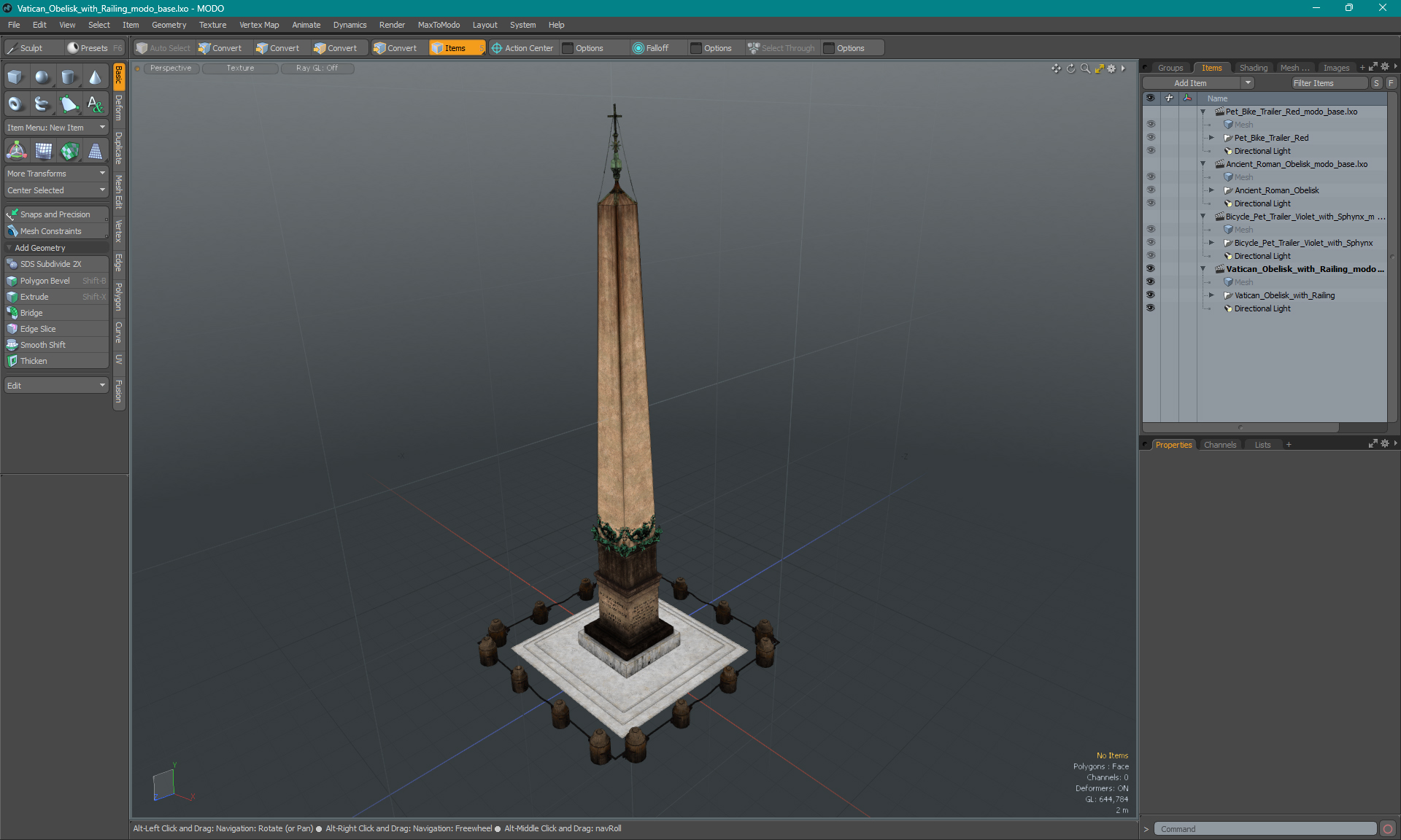 3D Vatican Obelisk with Railing model