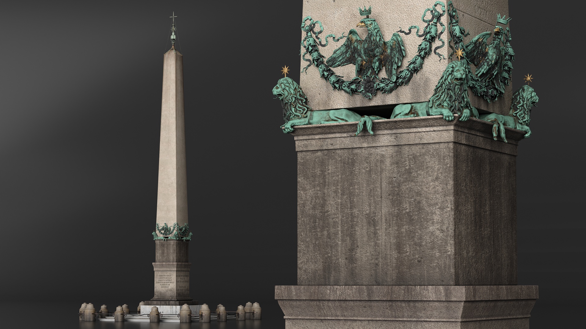 3D Vatican Obelisk with Railing model