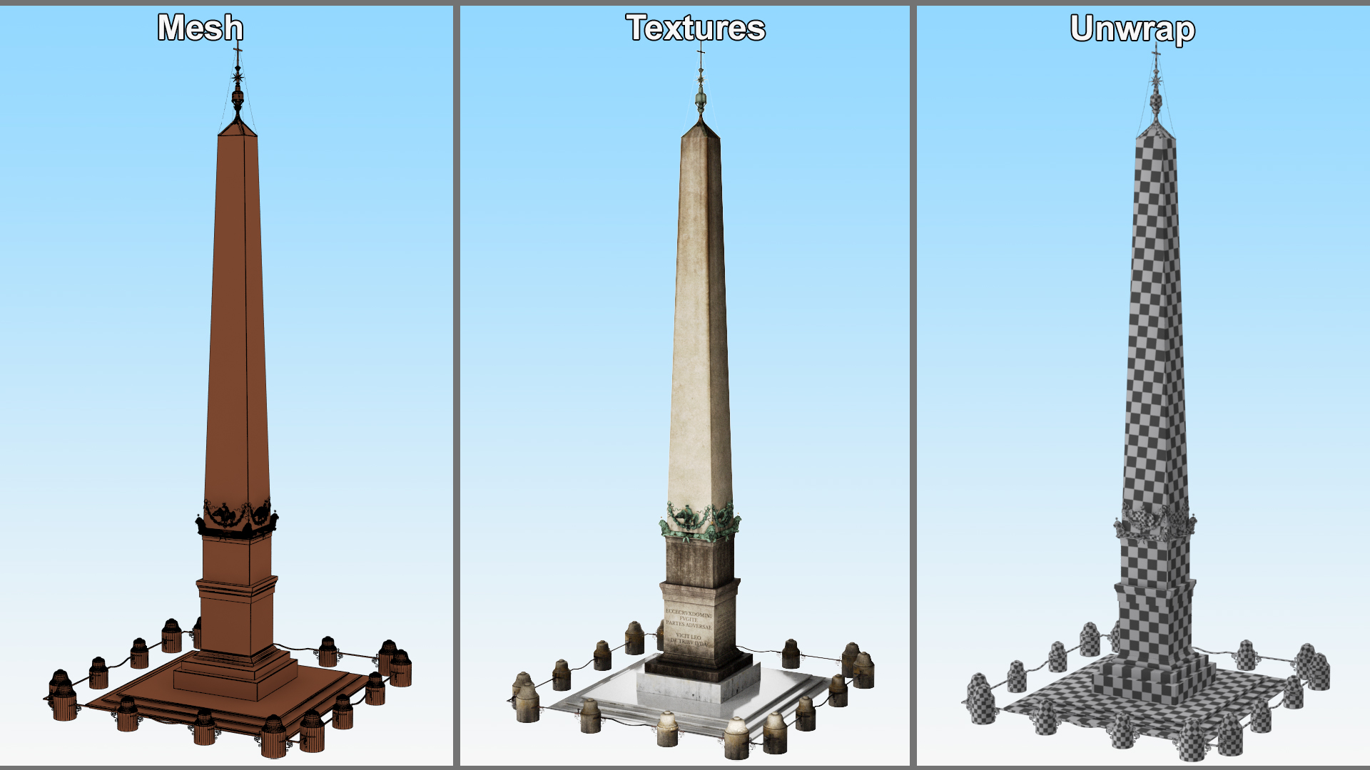 3D Vatican Obelisk with Railing model