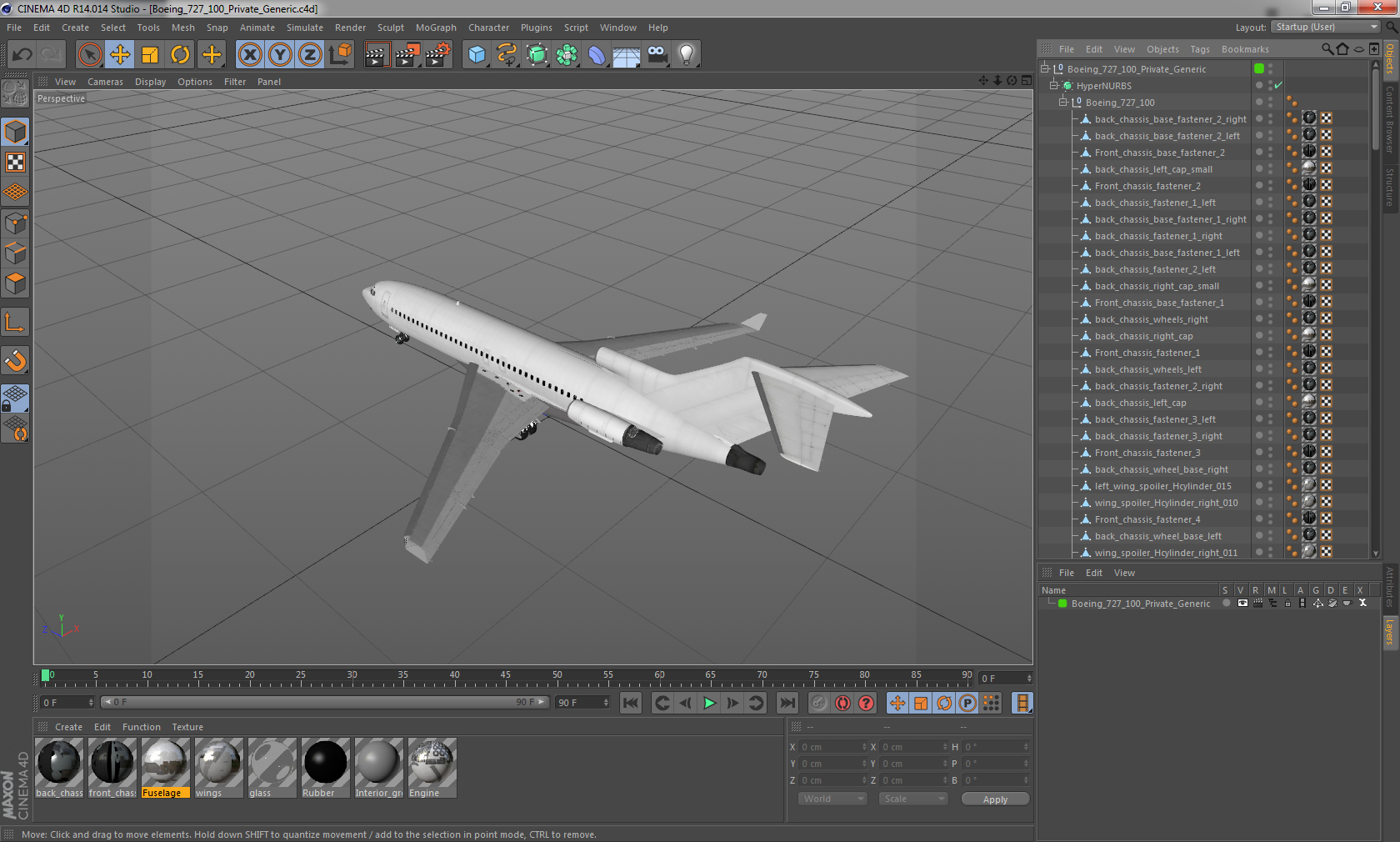 3D model Boeing 727 100 Private Generic