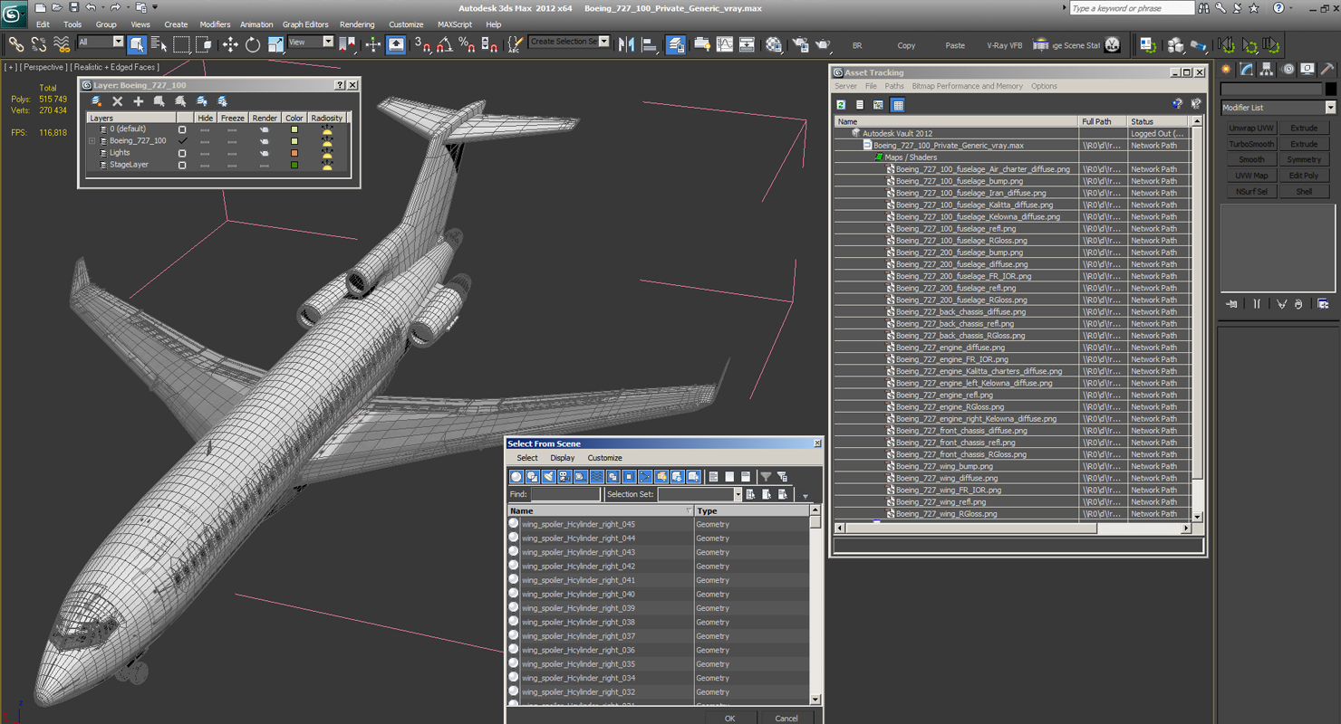 3D model Boeing 727 100 Private Generic