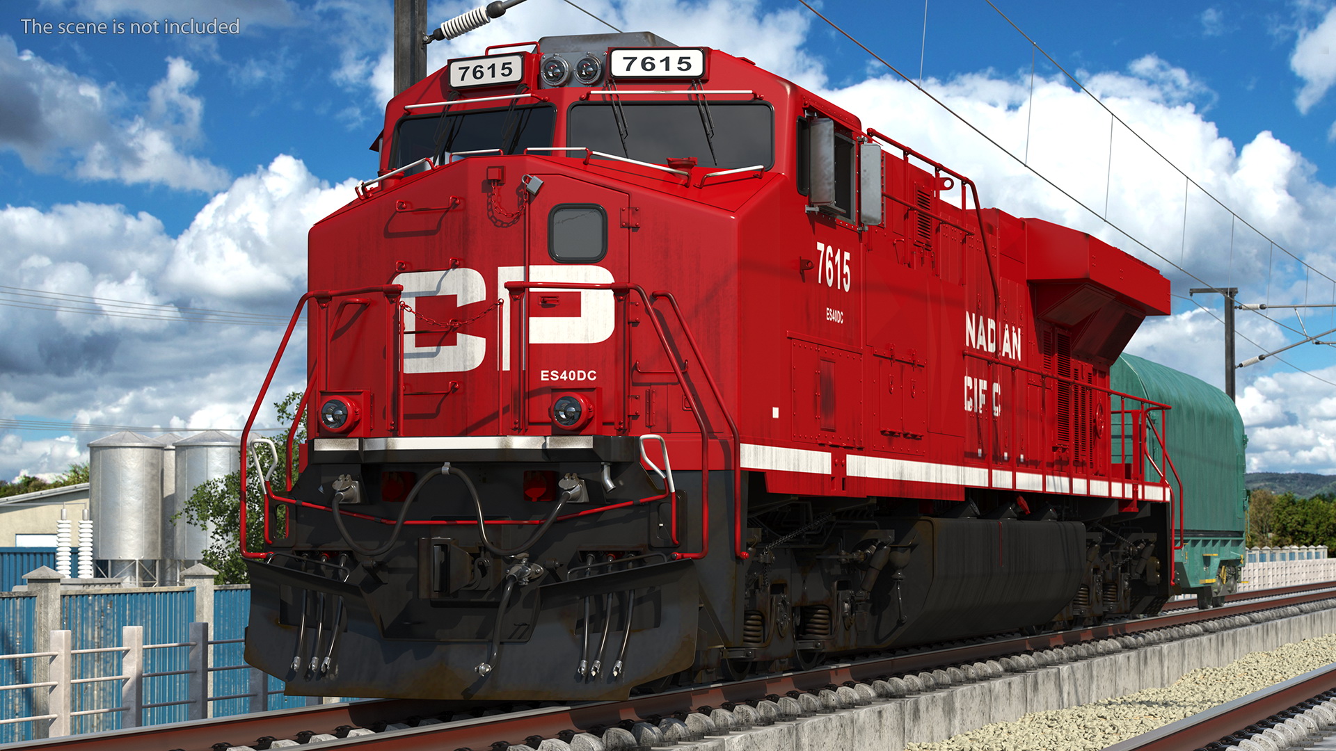 3D Locomotive Canadian Pacific with Tarpaulin Freight Wagon