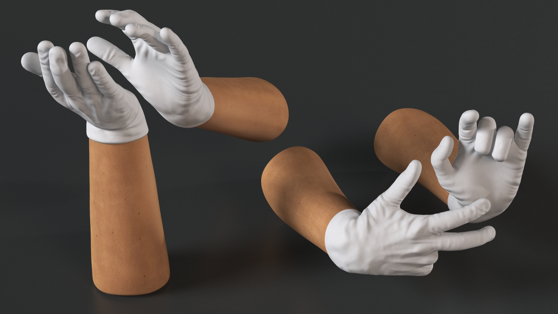 3D Hands Wearing Medical Gloves White Rigged