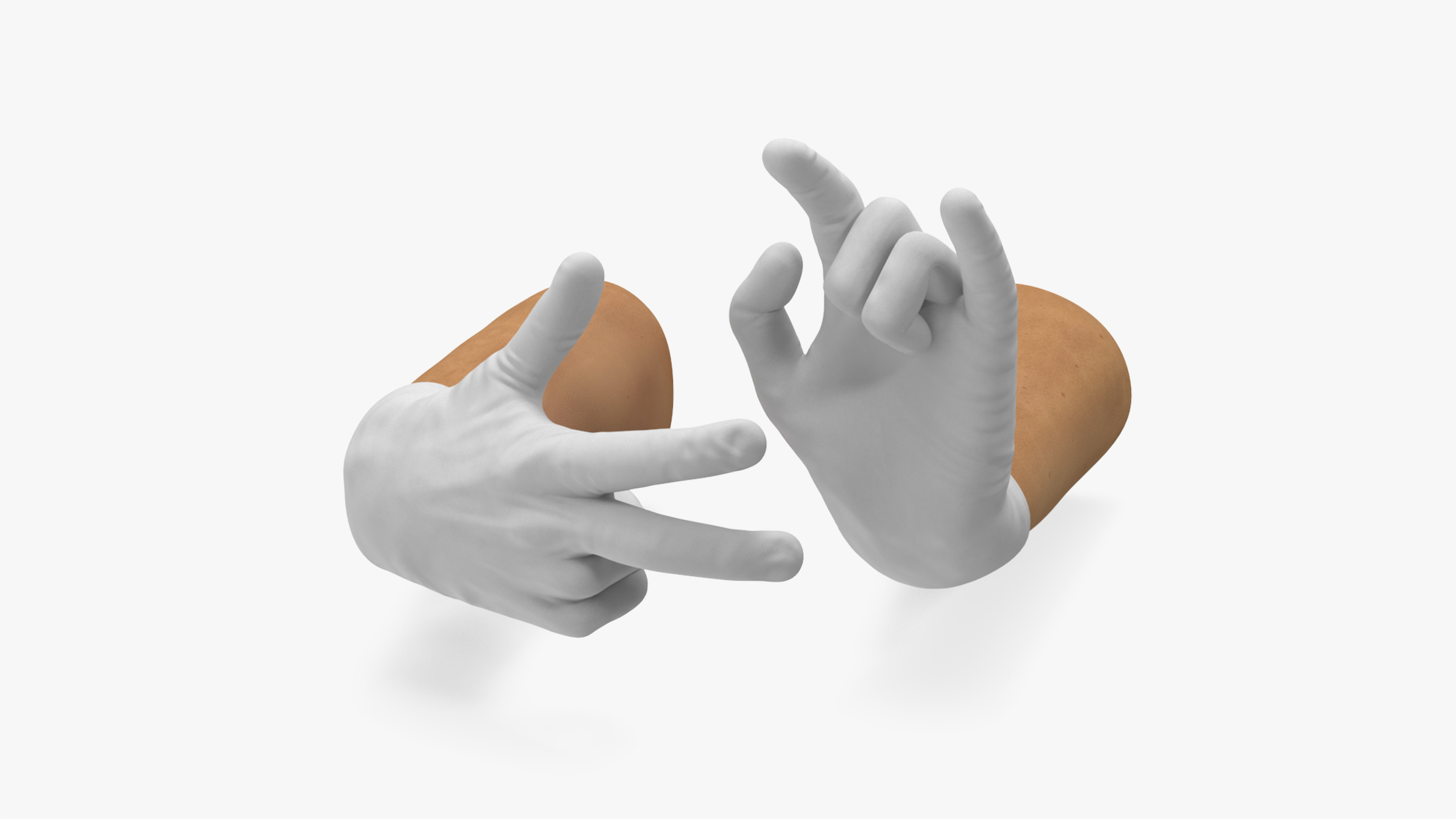 3D Hands Wearing Medical Gloves White Rigged