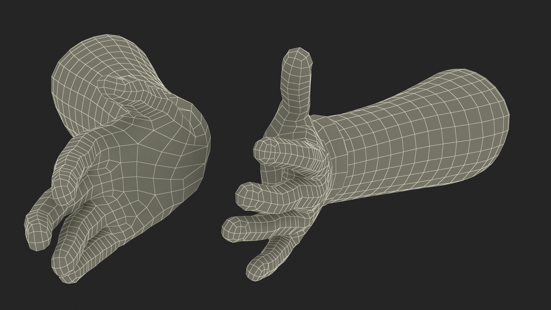 3D Hands Wearing Medical Gloves White Rigged