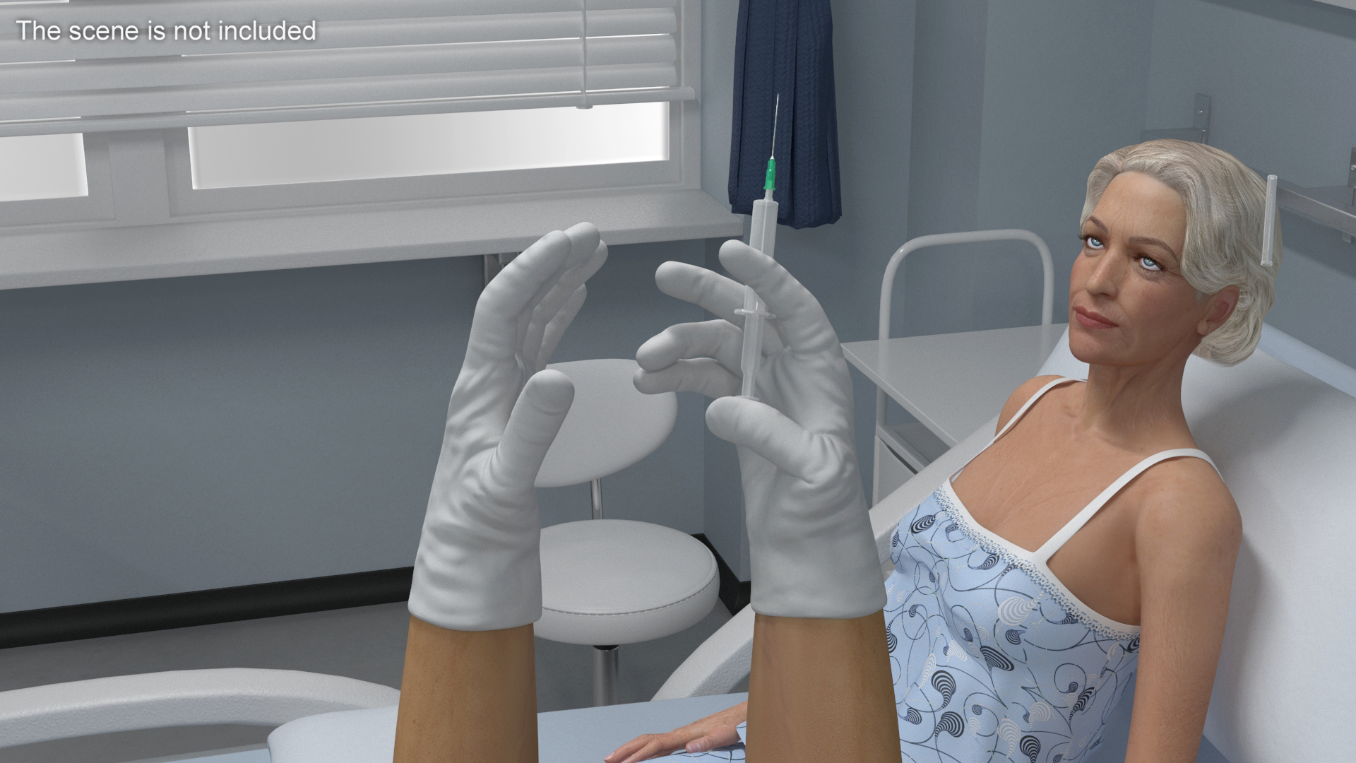 3D Hands Wearing Medical Gloves White Rigged