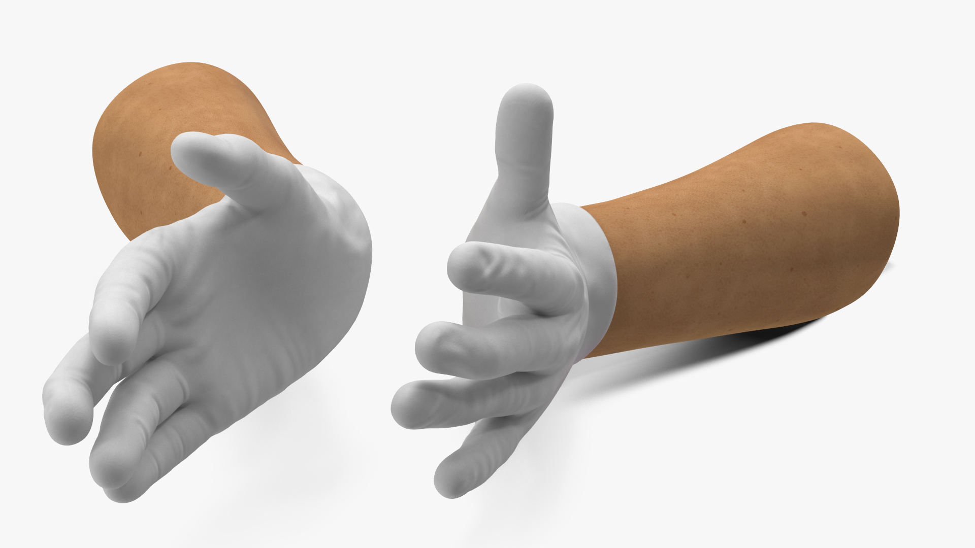 3D Hands Wearing Medical Gloves White Rigged