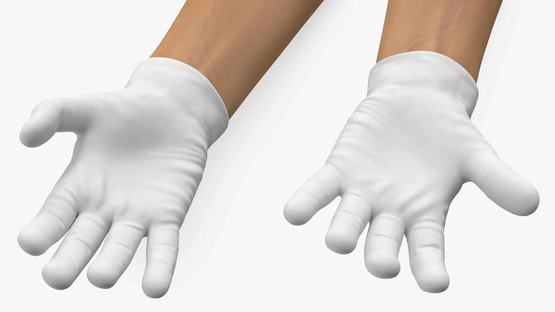 3D Hands Wearing Medical Gloves White Rigged