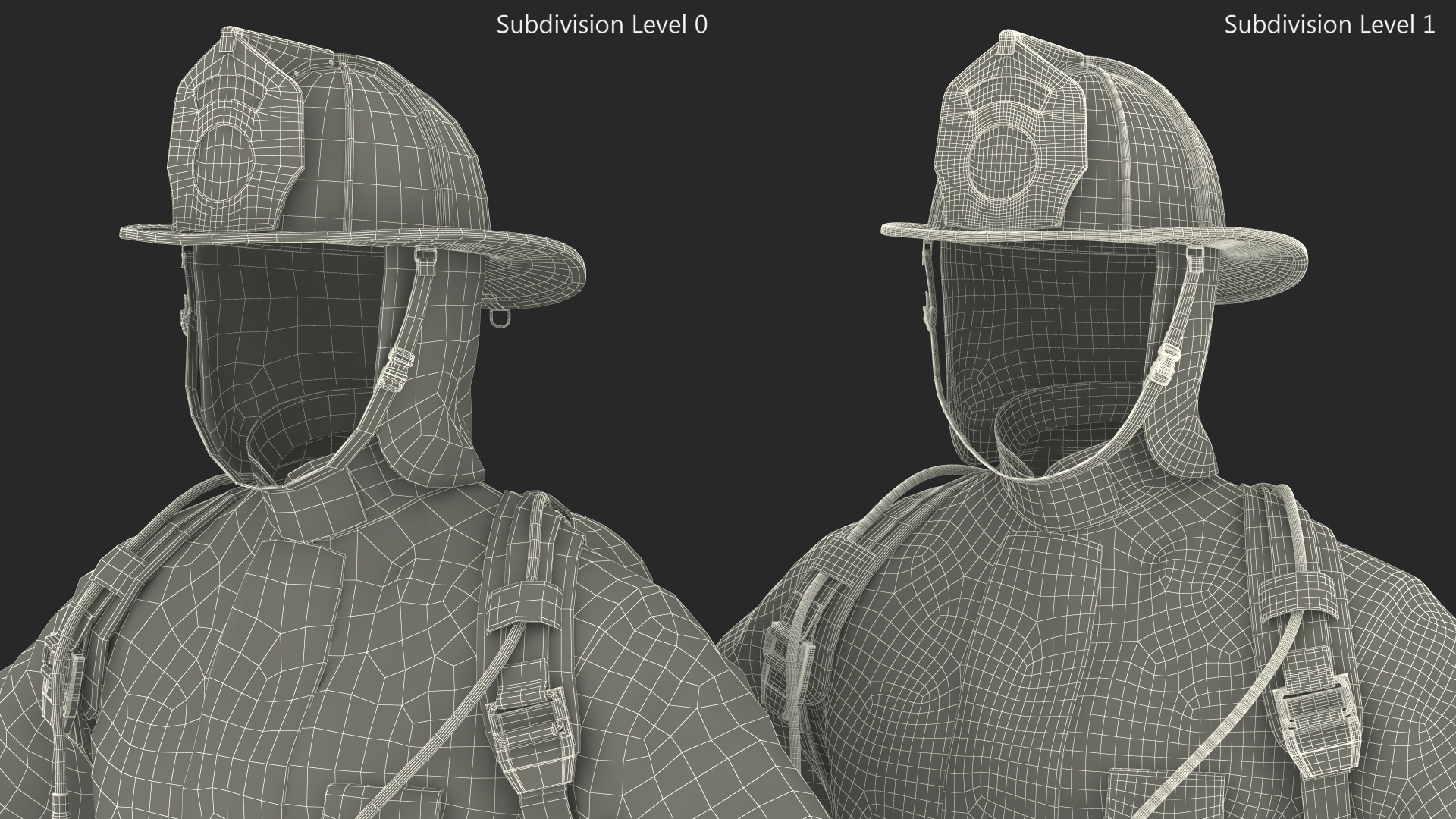 3D Black Firefighter Heat Protection Suit model