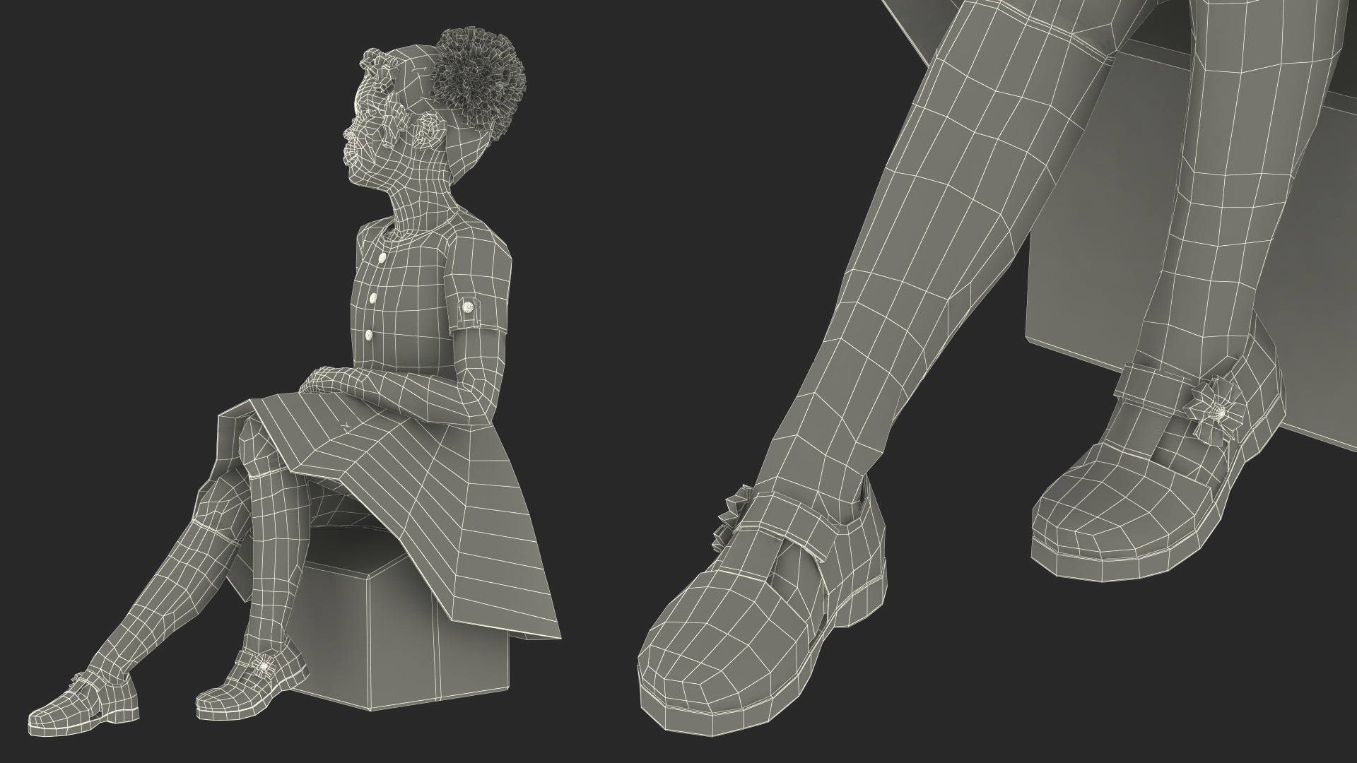 Sitting Black Girl Child Everyday Style 3D model