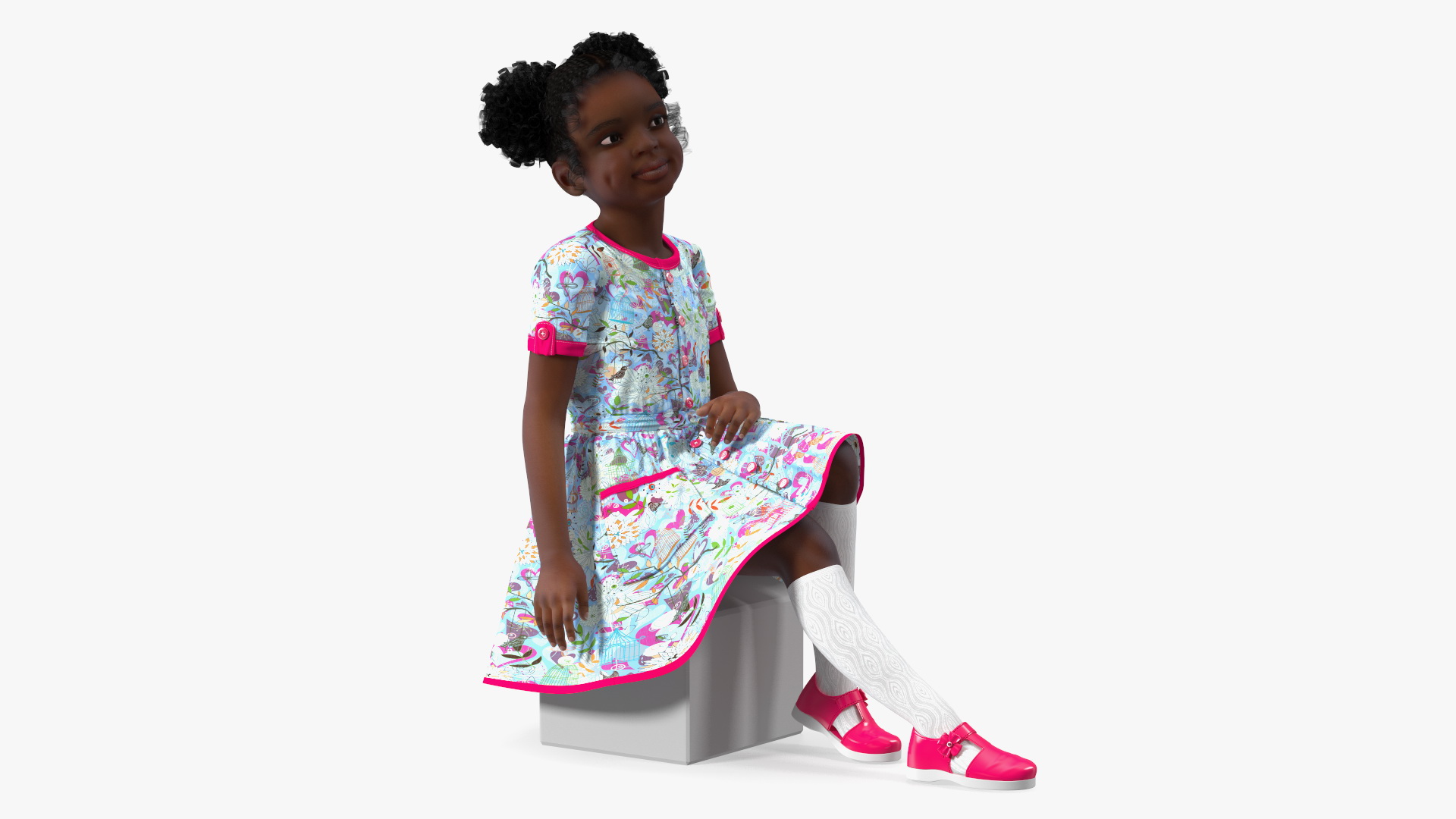 Sitting Black Girl Child Everyday Style 3D model