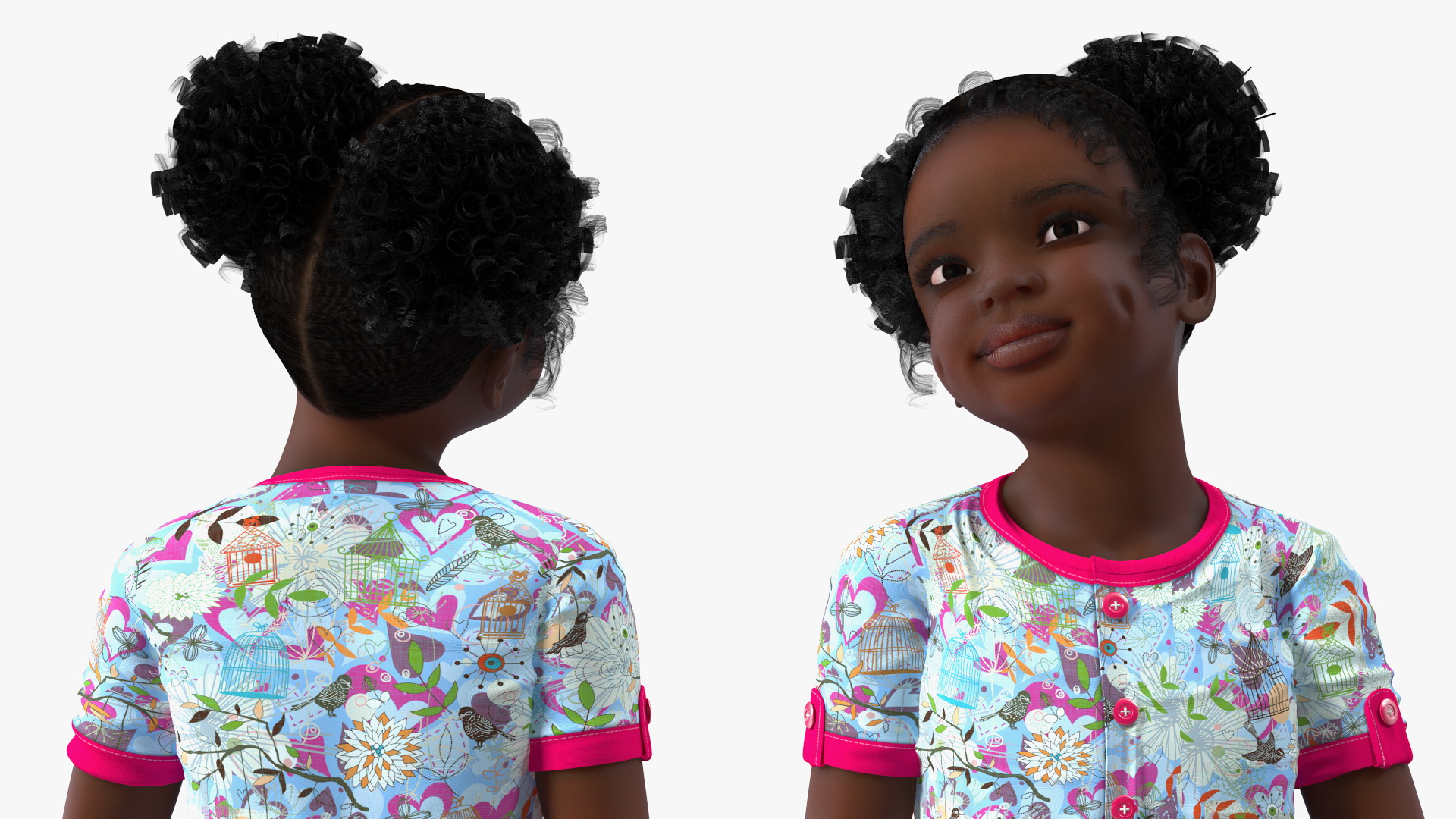 Sitting Black Girl Child Everyday Style 3D model