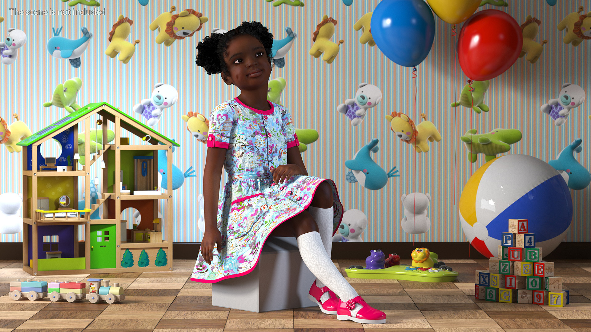 Sitting Black Girl Child Everyday Style 3D model