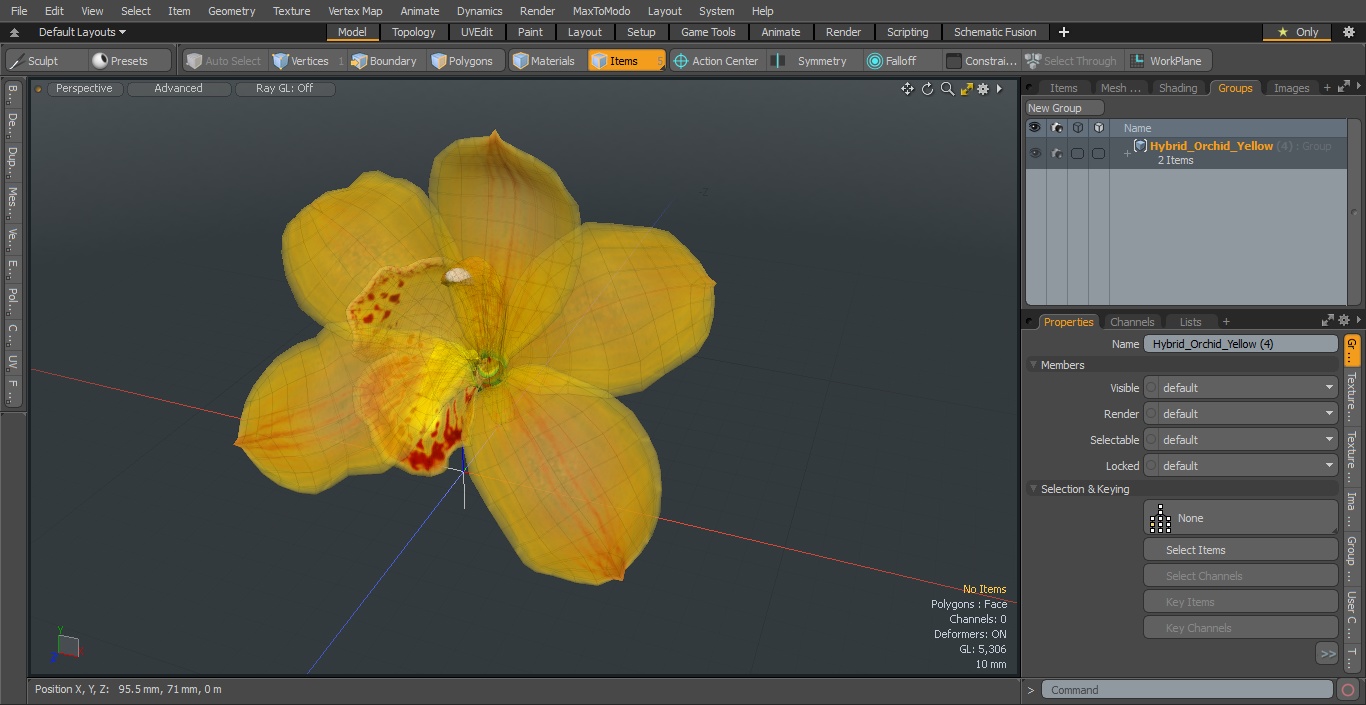 3D model Hybrid Orchid Yellow