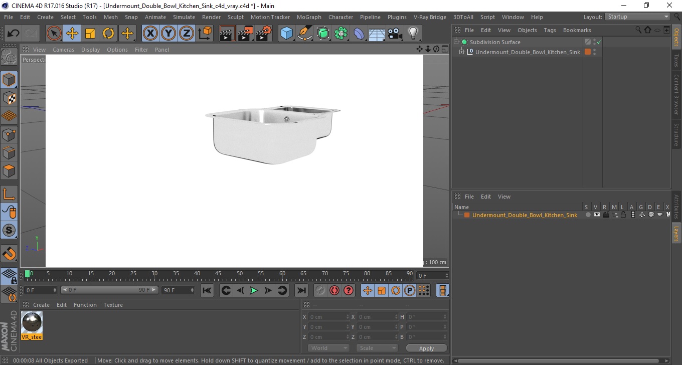 3D model Undermount Double Bowl Kitchen Sink