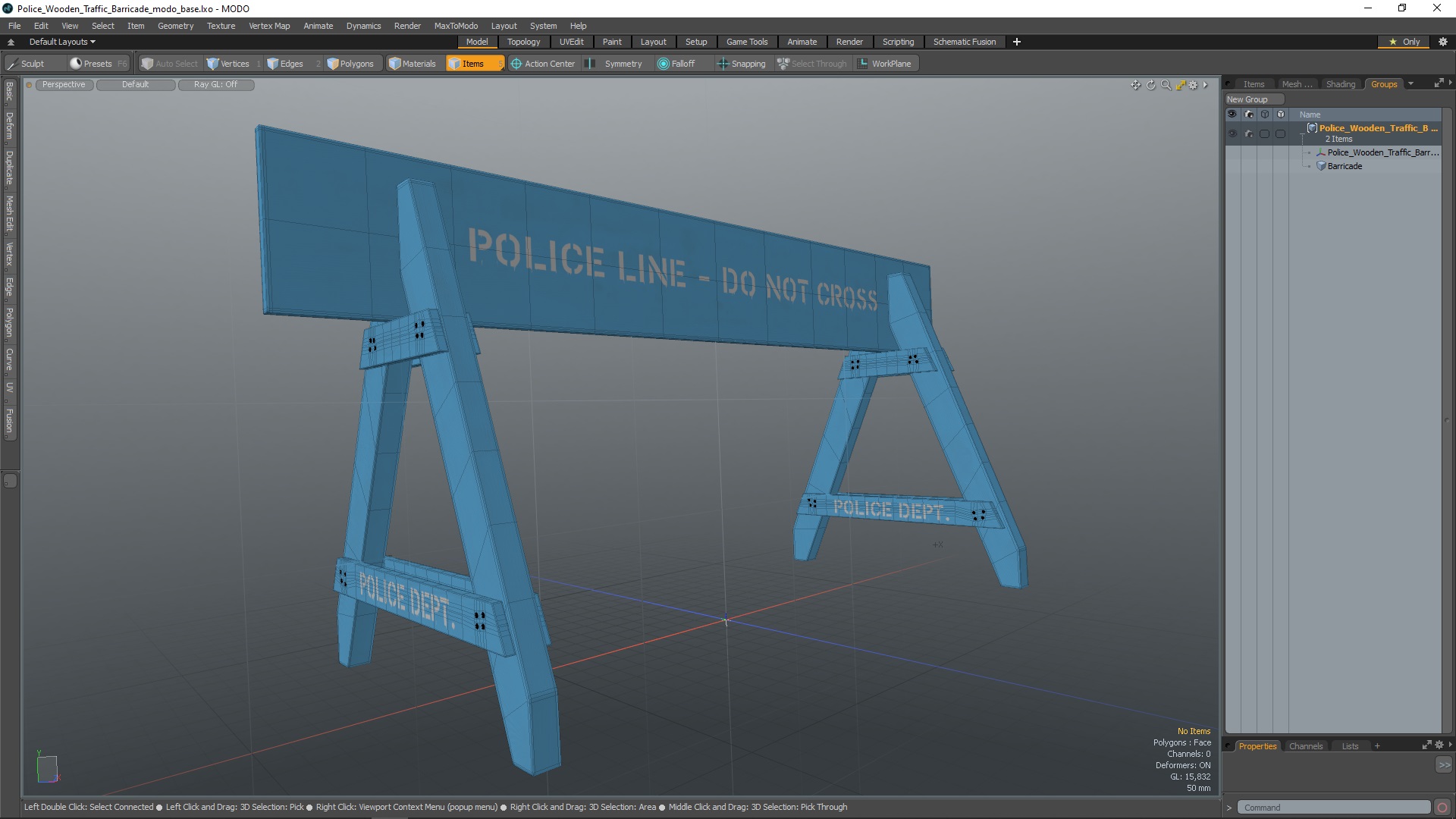 3D Police Wooden Traffic Barricade