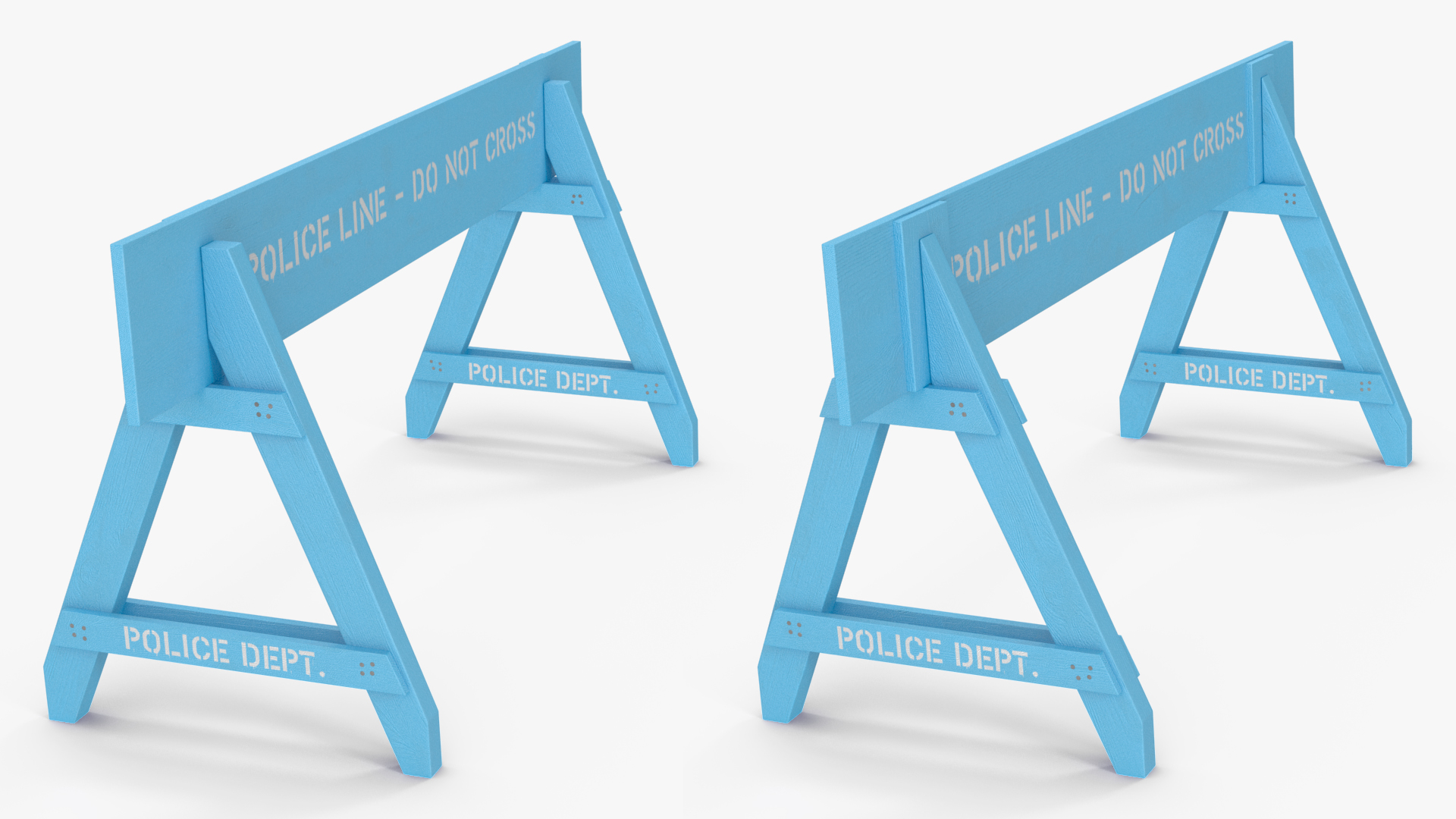 3D Police Wooden Traffic Barricade