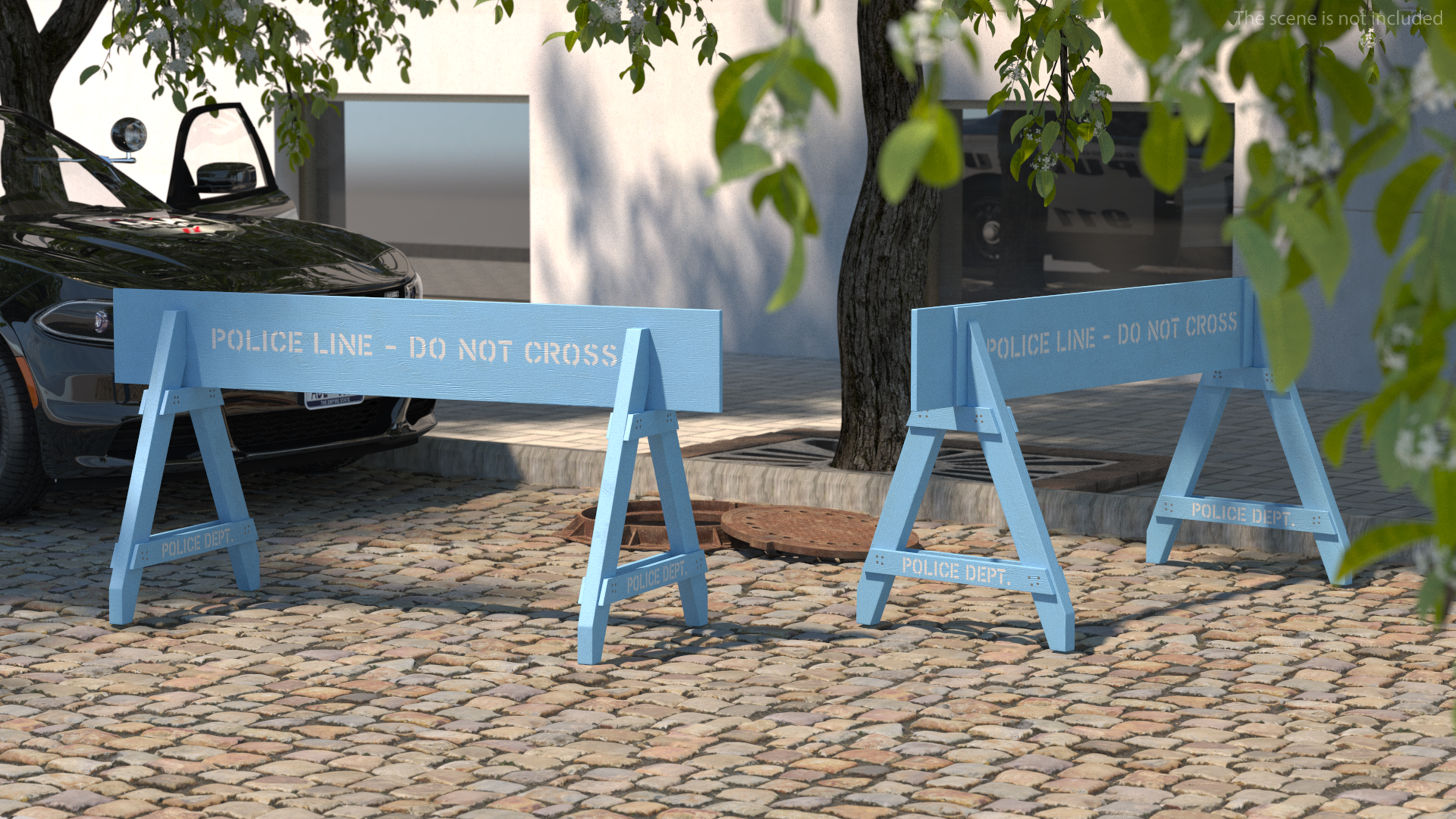 3D Police Wooden Traffic Barricade