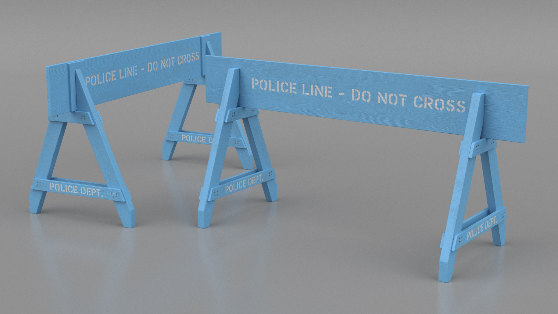 3D Police Wooden Traffic Barricade