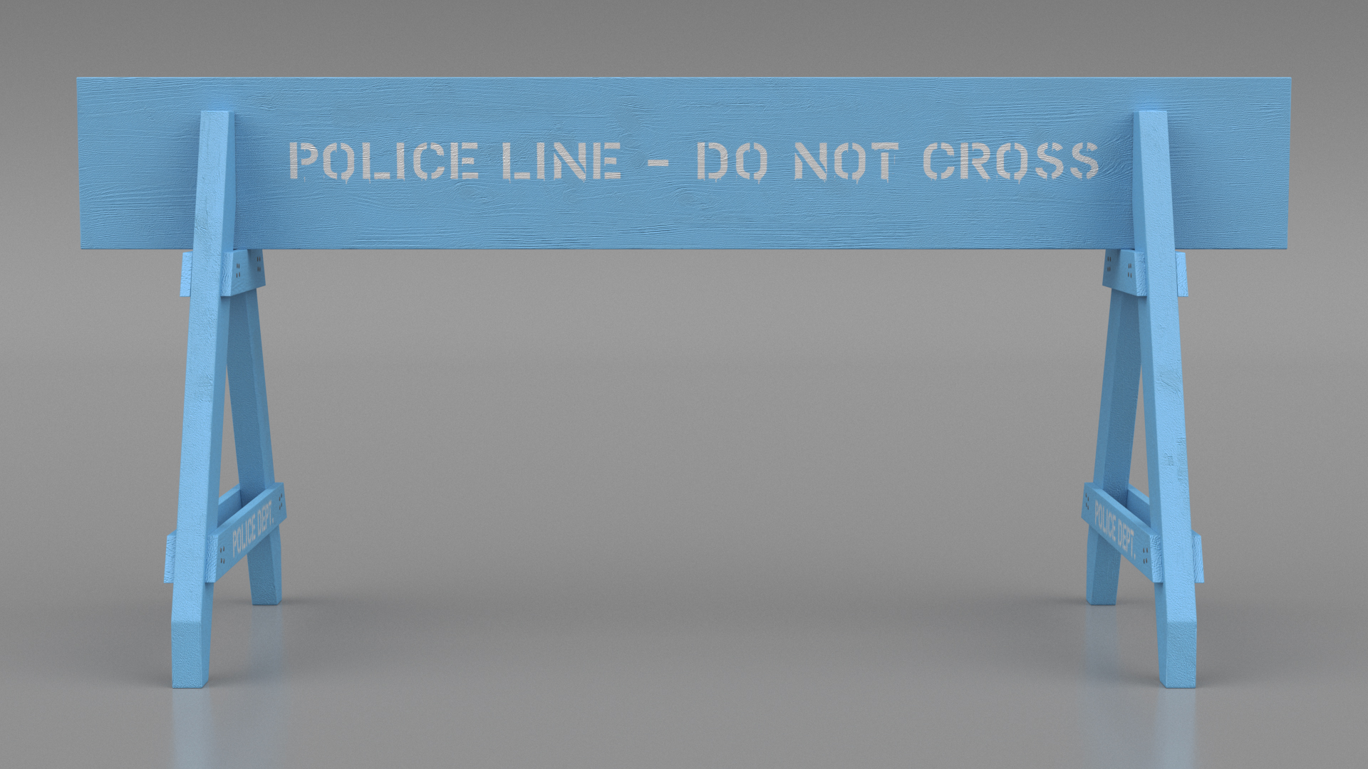 3D Police Wooden Traffic Barricade