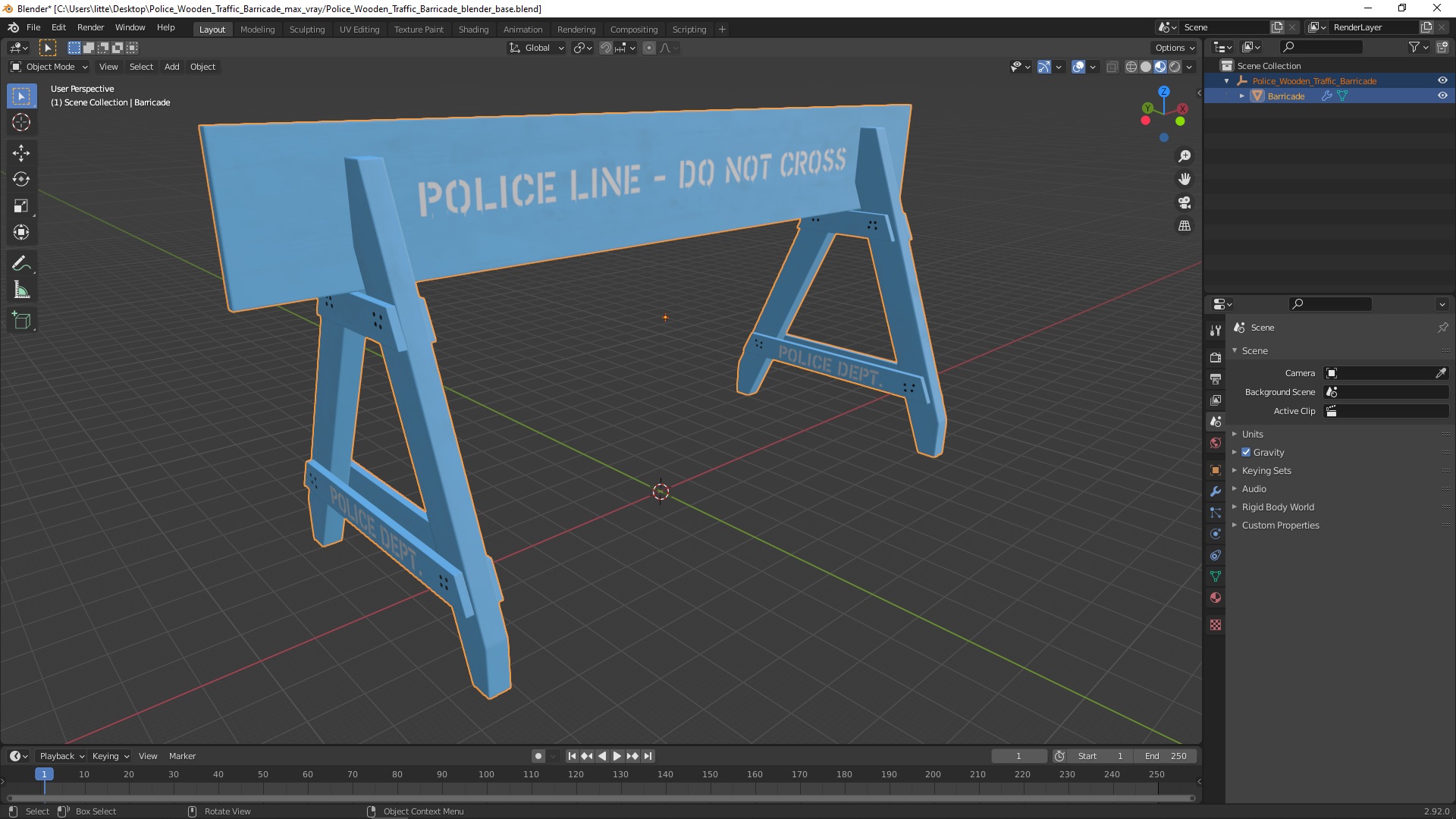 3D Police Wooden Traffic Barricade