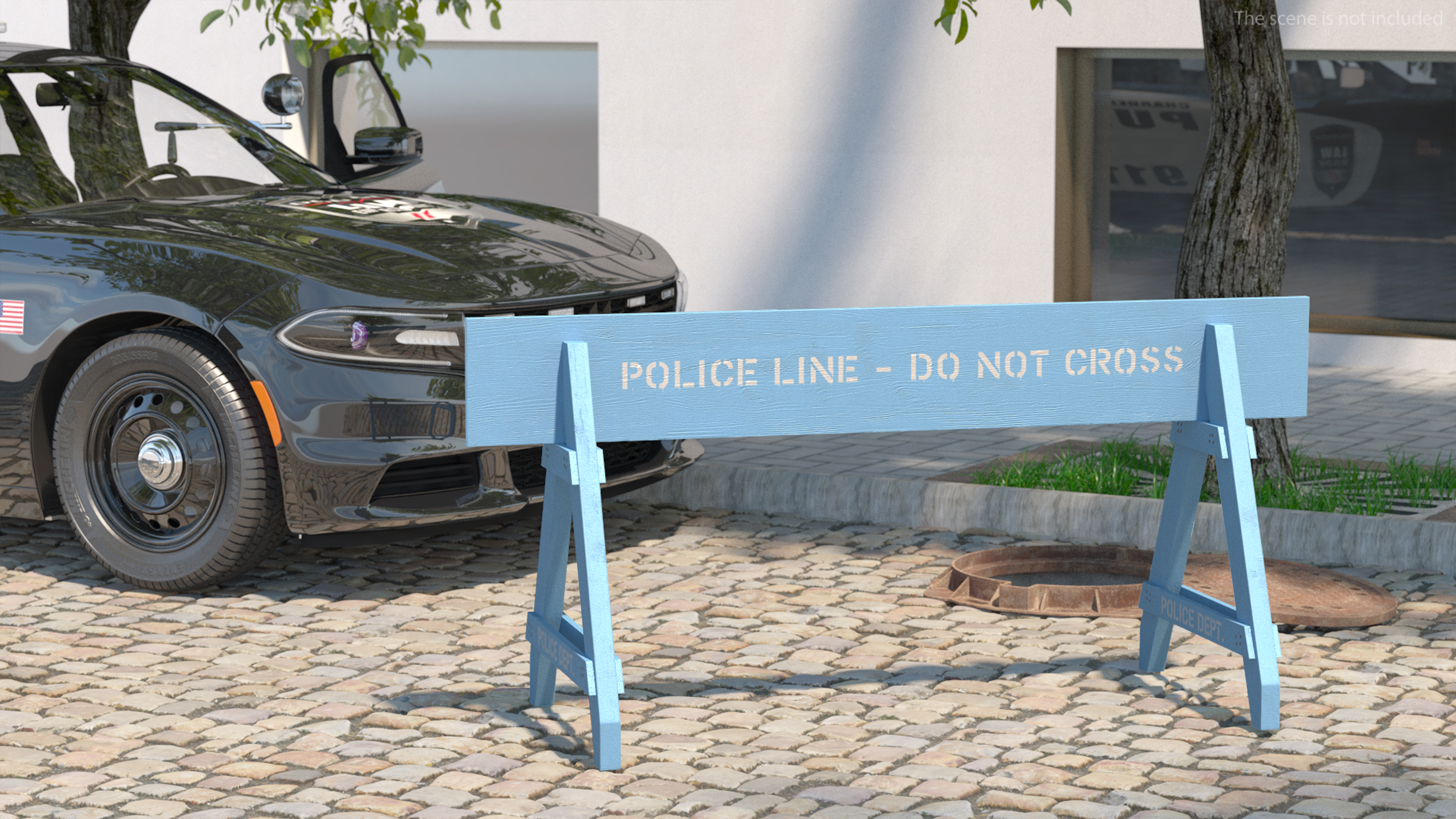 3D Police Wooden Traffic Barricade