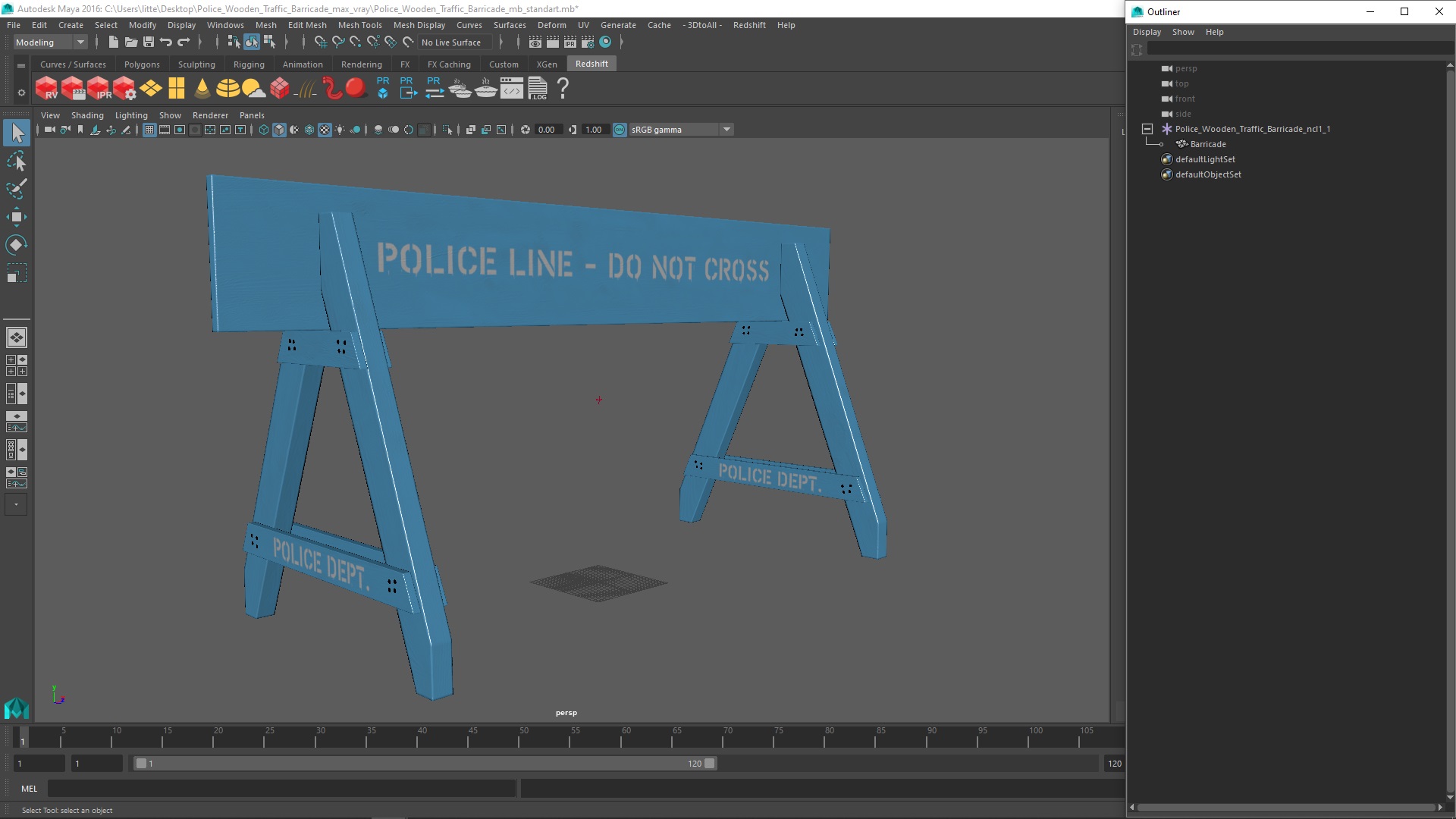 3D Police Wooden Traffic Barricade