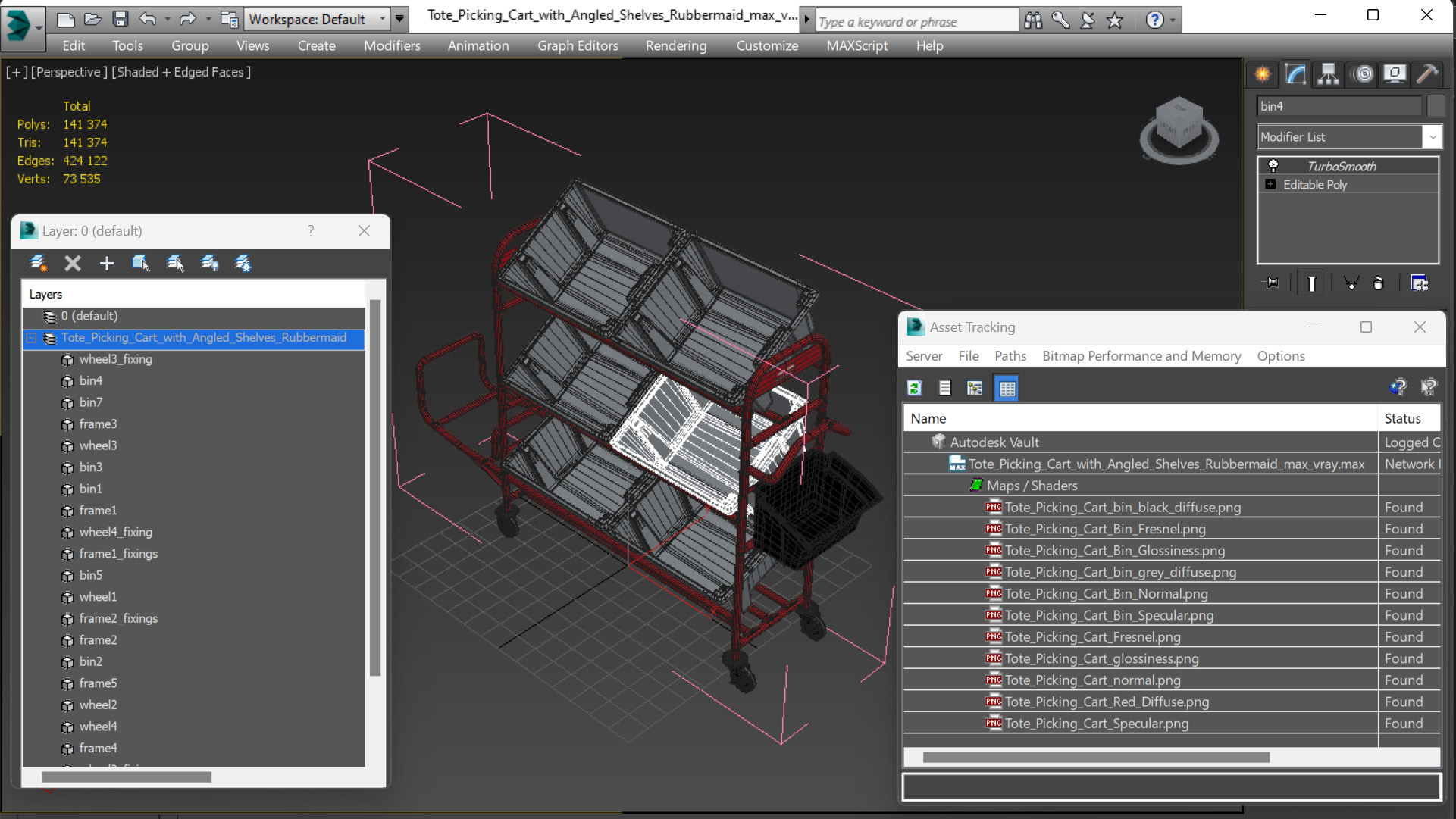 3D Tote Picking Cart with Angled Shelves Rubbermaid model